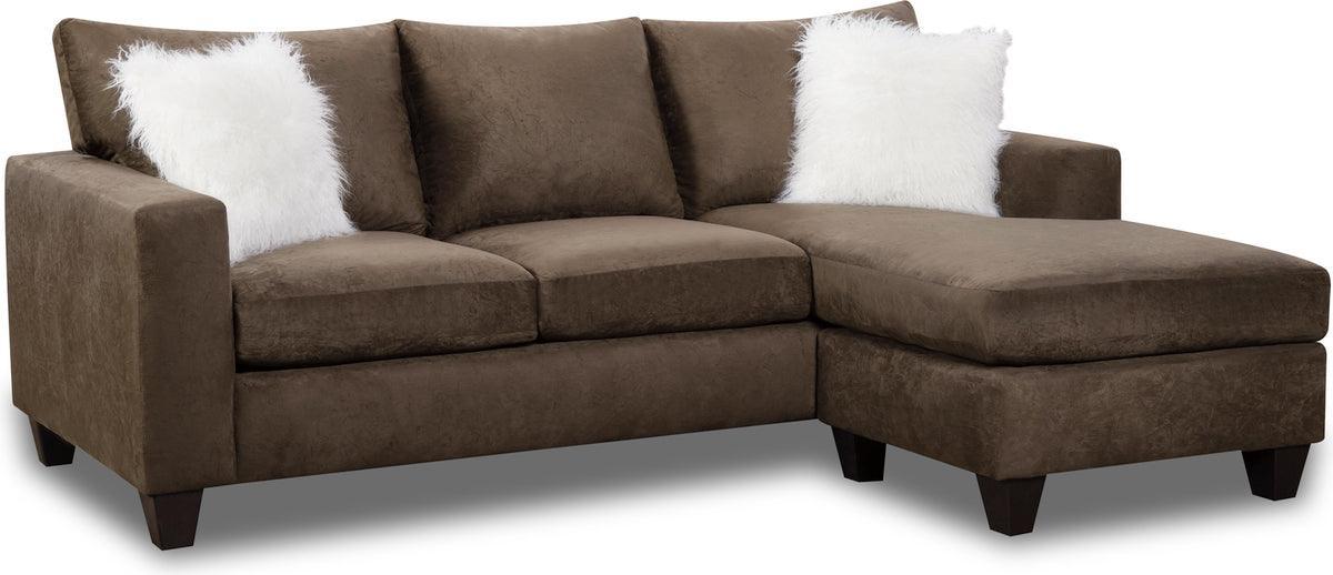 Elements Sectional Sofas - Shia Chofa in Pash Coffee with 2 Pillows Brown