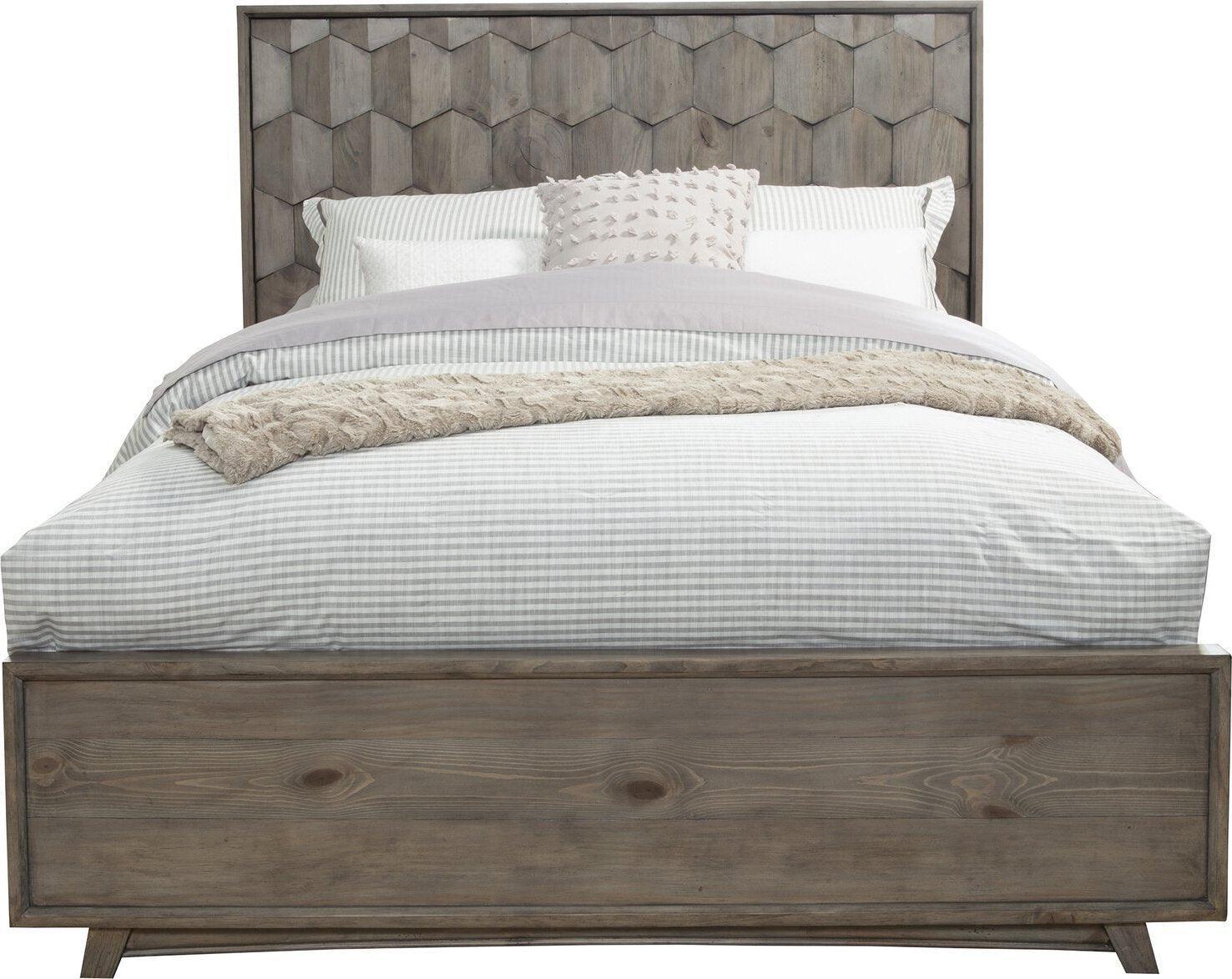 Alpine Furniture Beds - Shimmer Queen Panel Bed Antique Gray