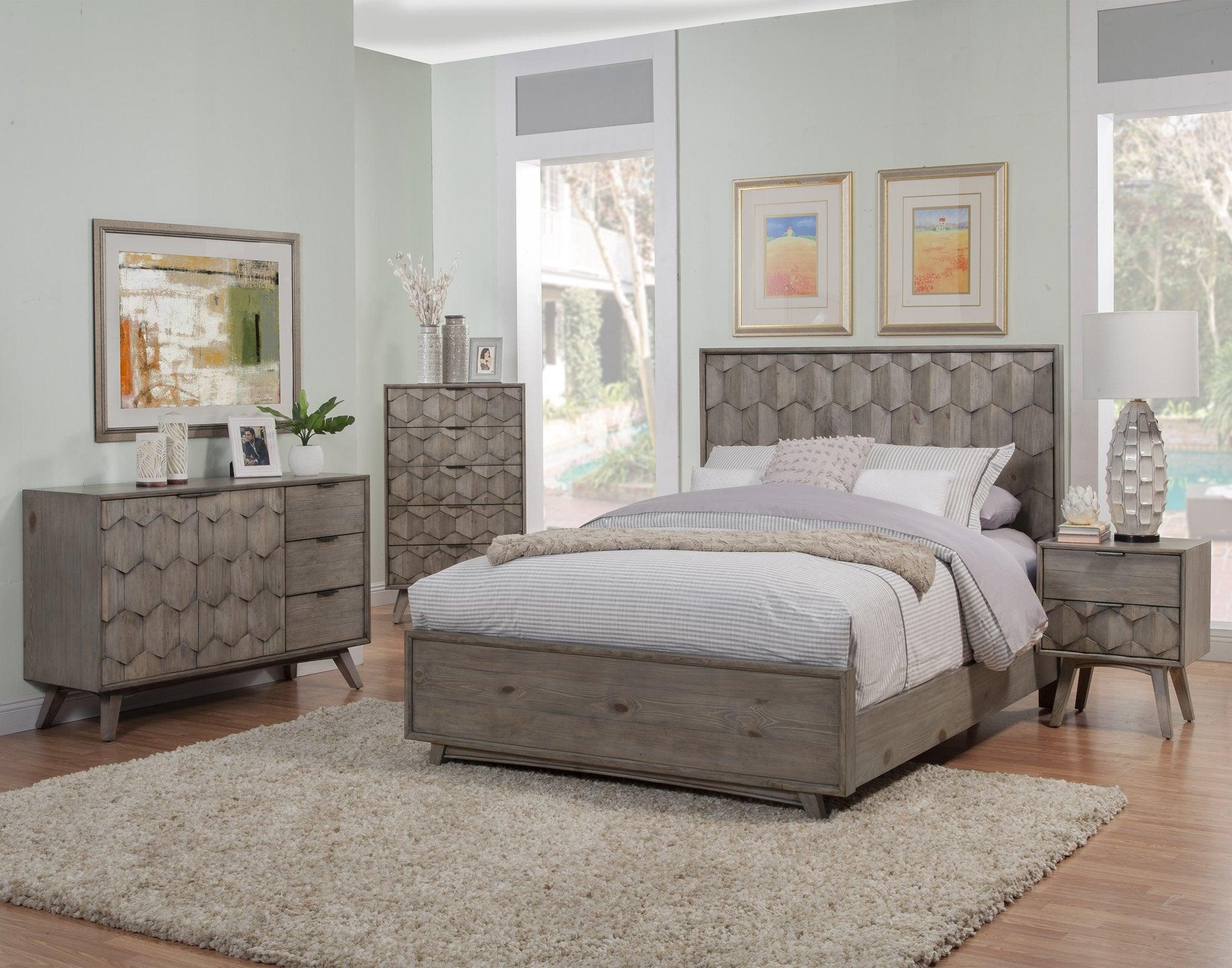 Alpine Furniture Beds - Shimmer Queen Panel Bed Antique Gray