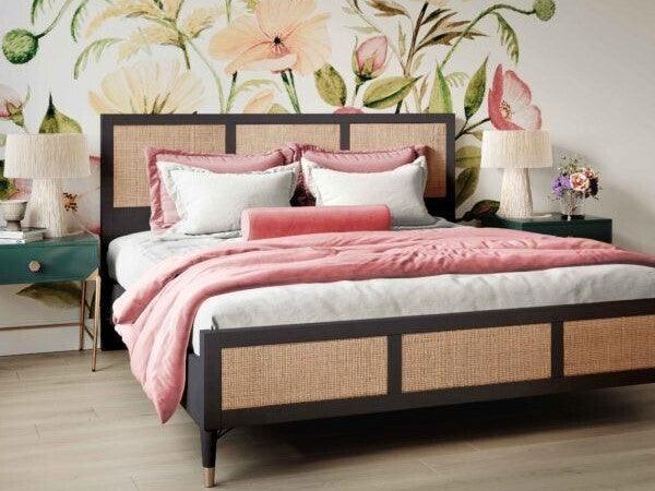 Tov Furniture Beds - Sierra Noir Bed Queen Black & Brass