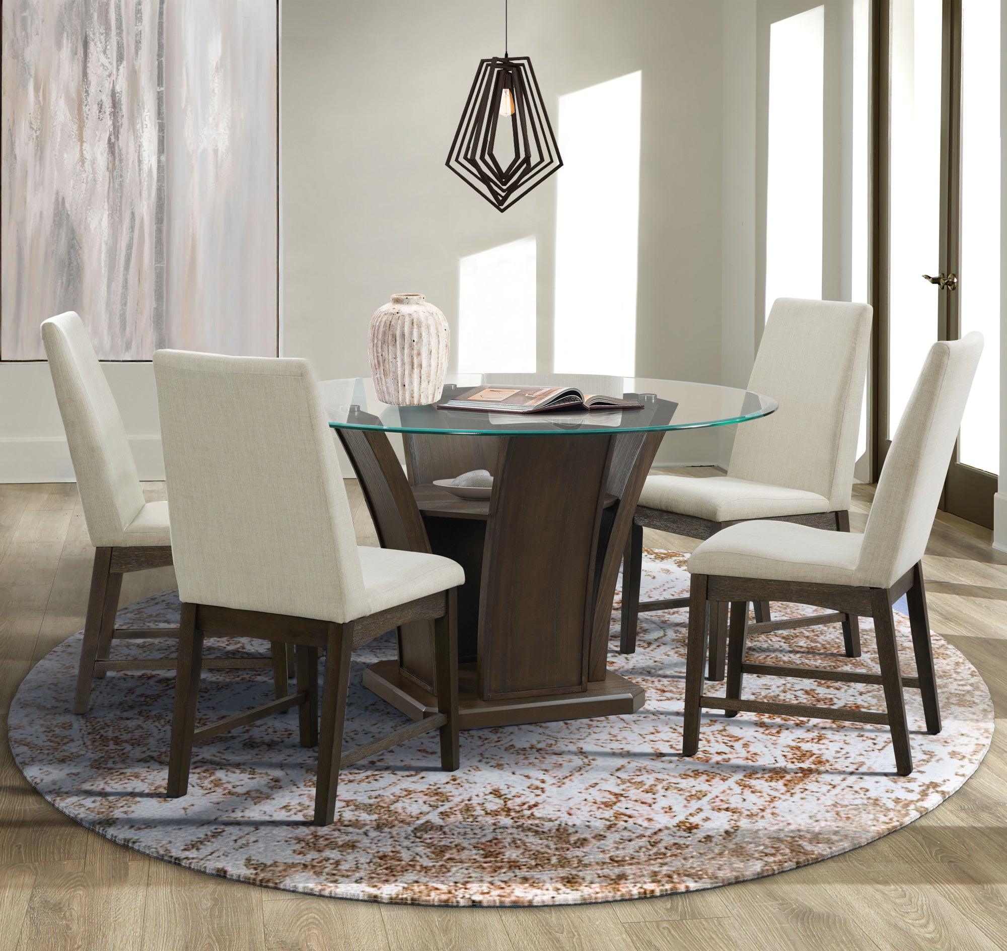 Elements Dining Tables - Simms Round Standard Height Dining Table in Walnut