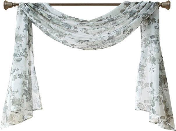 Olliix.com Curtains - Simone 144 H Printed Floral Voile Sheer Scarf White