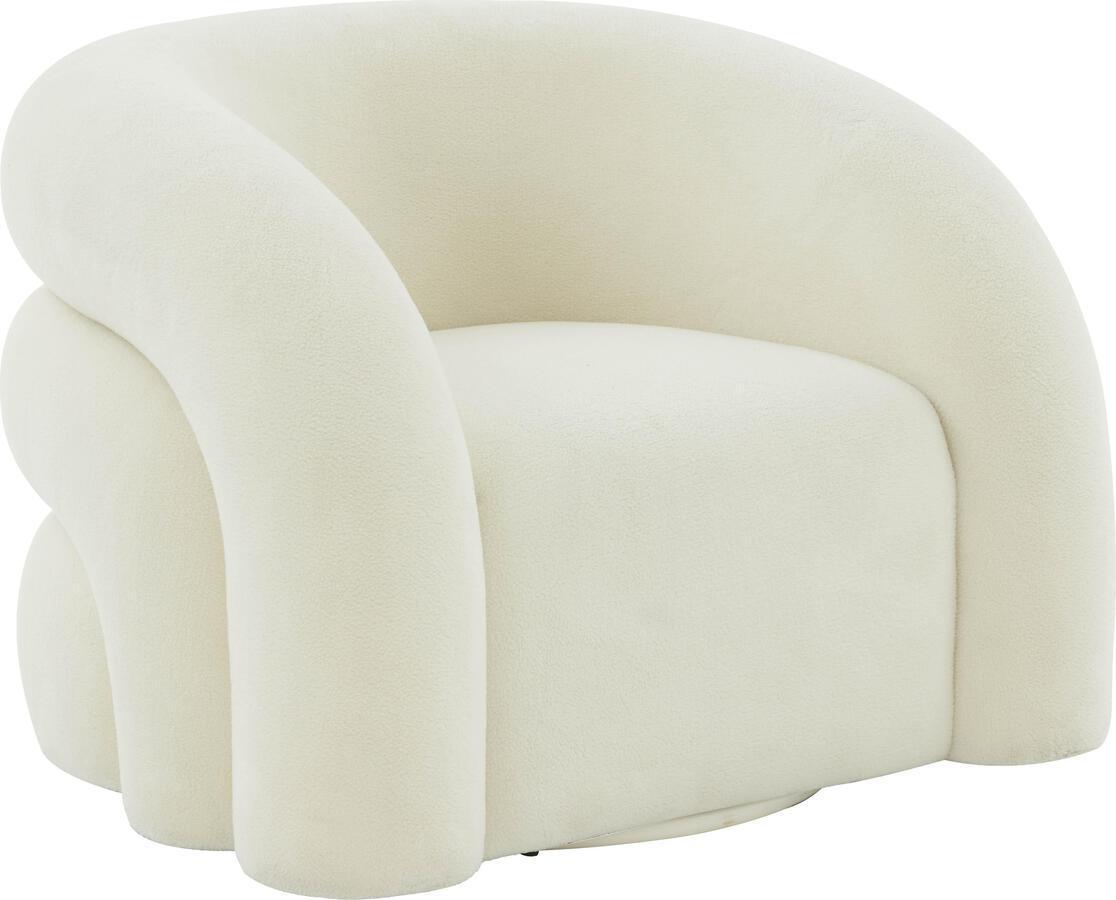 Tov Furniture Accent Chairs - Slipper Cream Vegan Shearling Swivel Chair