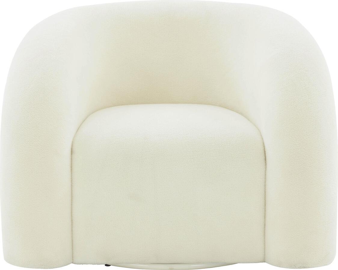 Tov Furniture Accent Chairs - Slipper Cream Vegan Shearling Swivel Chair