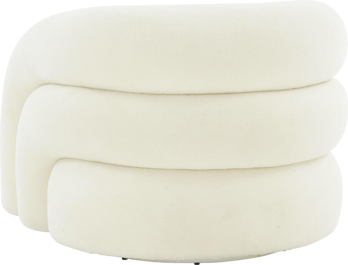 Tov Furniture Accent Chairs - Slipper Cream Vegan Shearling Swivel Chair