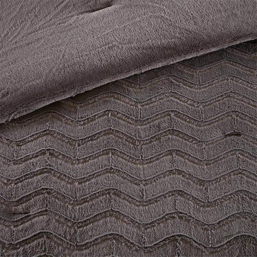 Olliix.com Comforters & Blankets - Sloan Transitional Plush Down Alternative Comforter Mini Set Gray King/Cal King