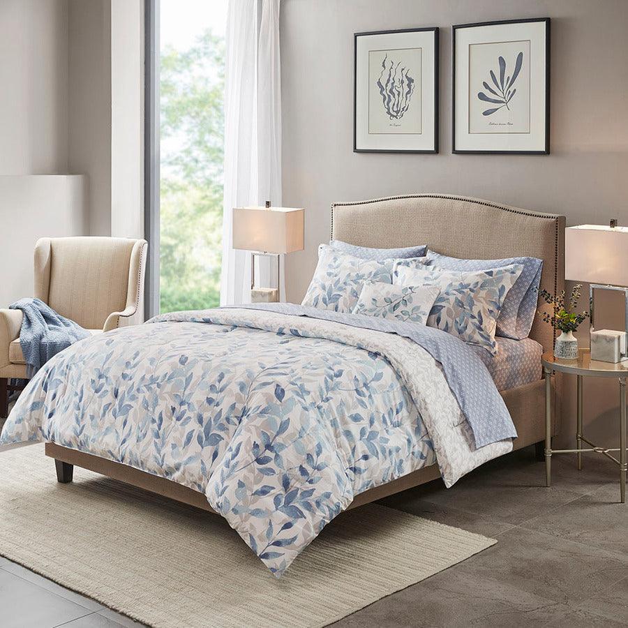 Olliix.com Comforters & Blankets - Sofia Reversible 36 " W Complete Bedding Set Blue King