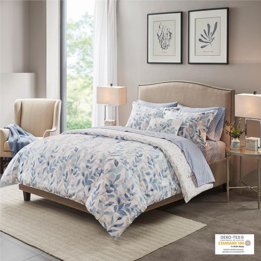 Olliix.com Comforters & Blankets - Sofia Reversible 36 " W Complete Bedding Set Blue King