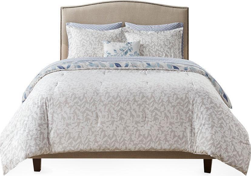 Olliix.com Comforters & Blankets - Sofia Reversible 36 " W Complete Bedding Set Blue King