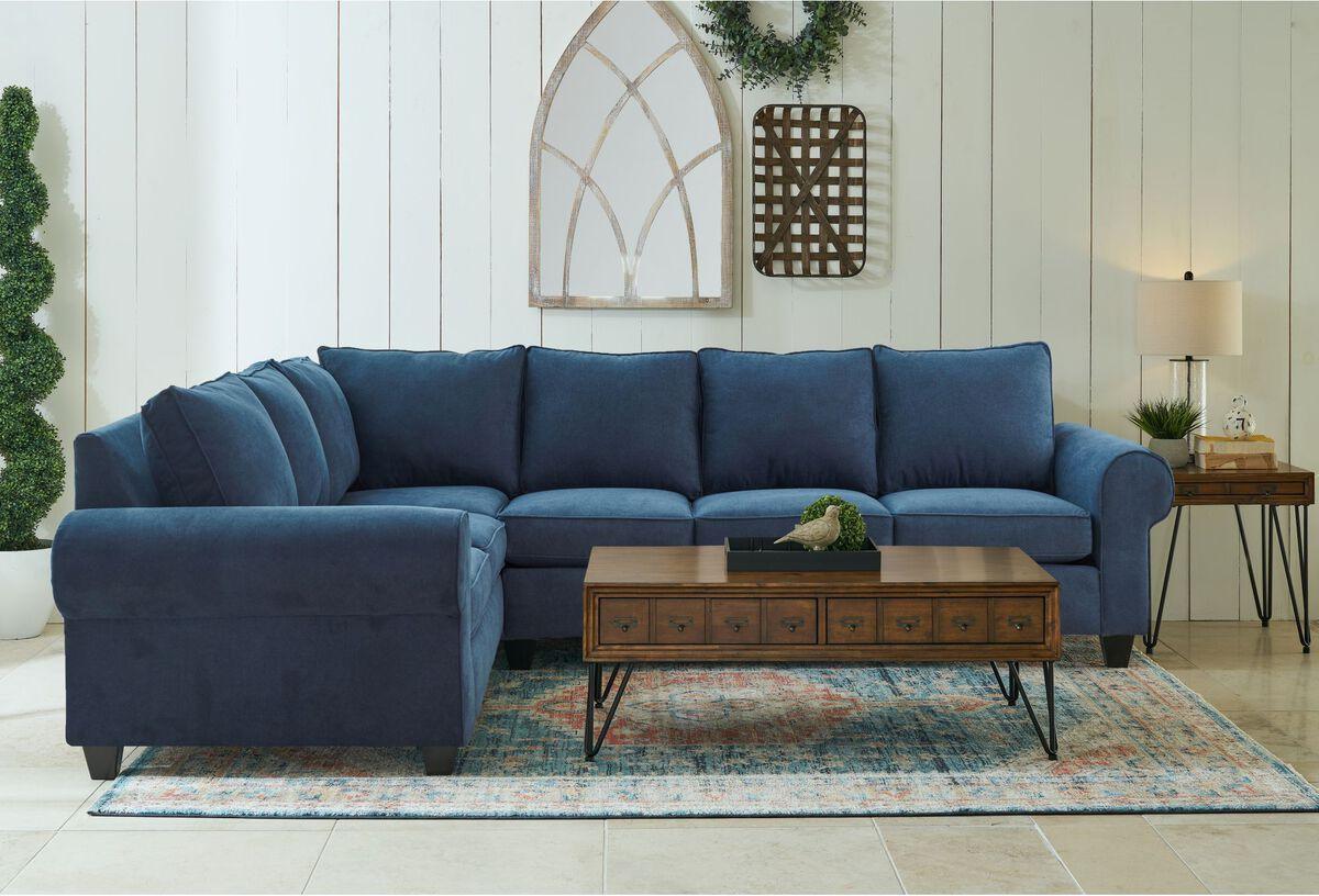 Elements Sectional Sofas - Sole Sectional Set in Jessie Navy Navy
