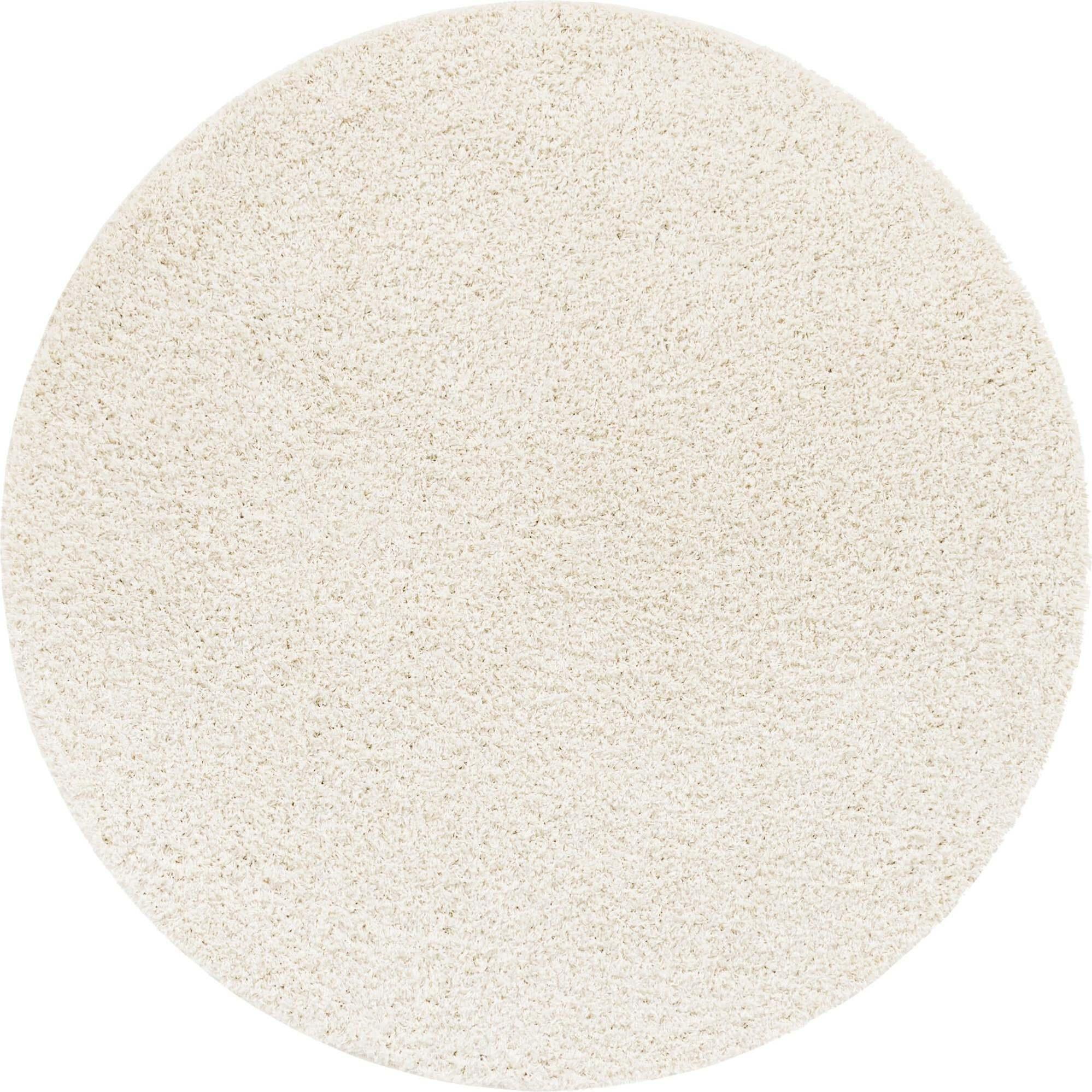 Unique Loom Indoor Rugs - Solid Shag 7 Ft Round Rug Snow White