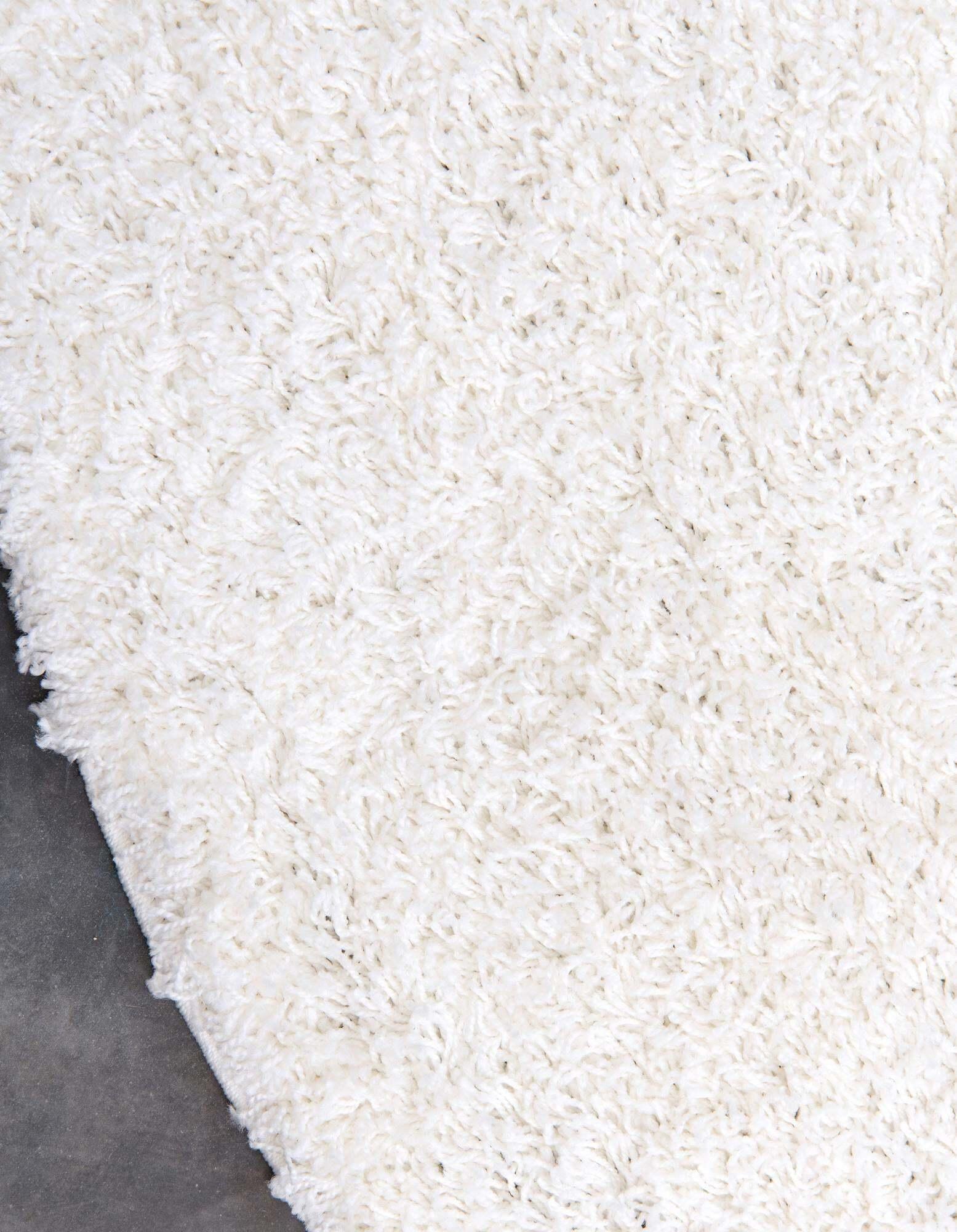 Unique Loom Indoor Rugs - Solid Shag 7 Ft Round Rug Snow White