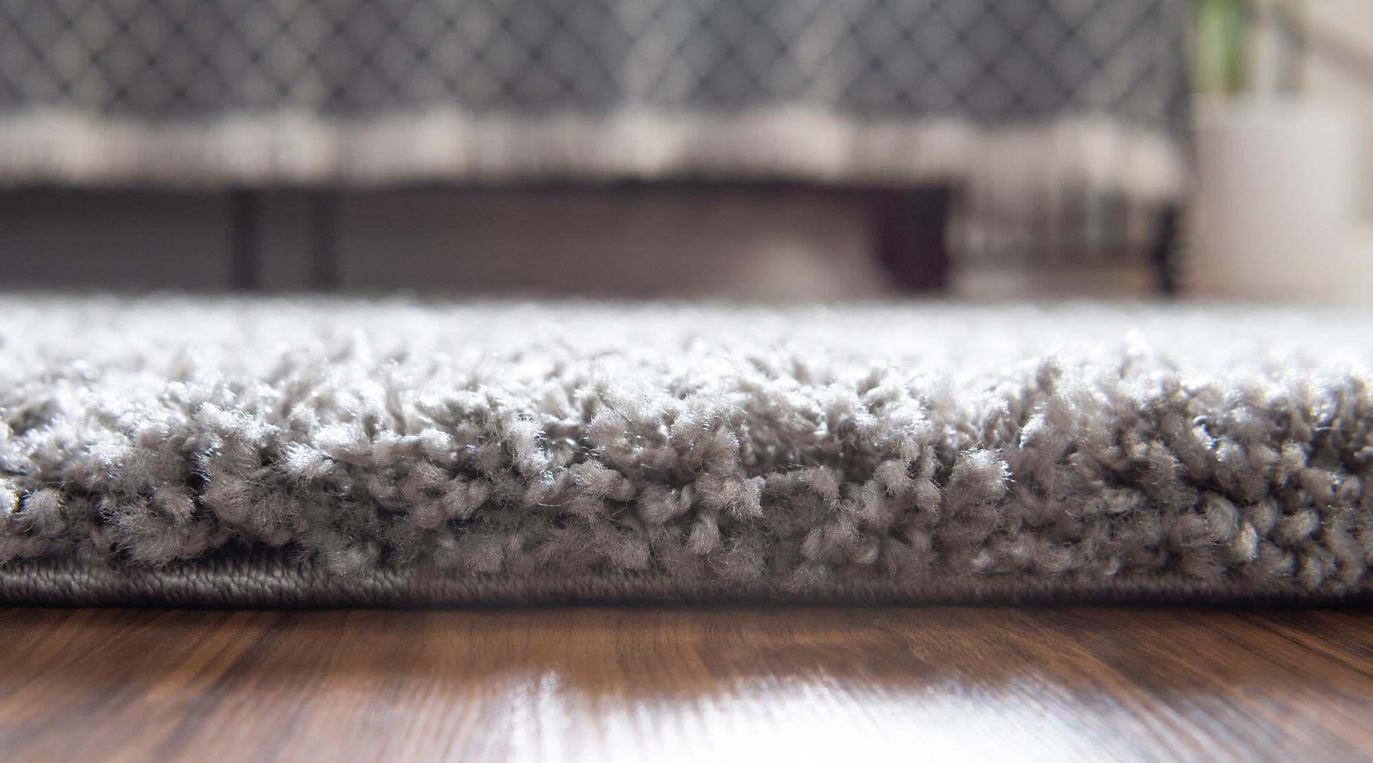 Unique Loom Indoor Rugs - Solid Shag Solid Oval 8x10 Oval Rug Cloud Gray