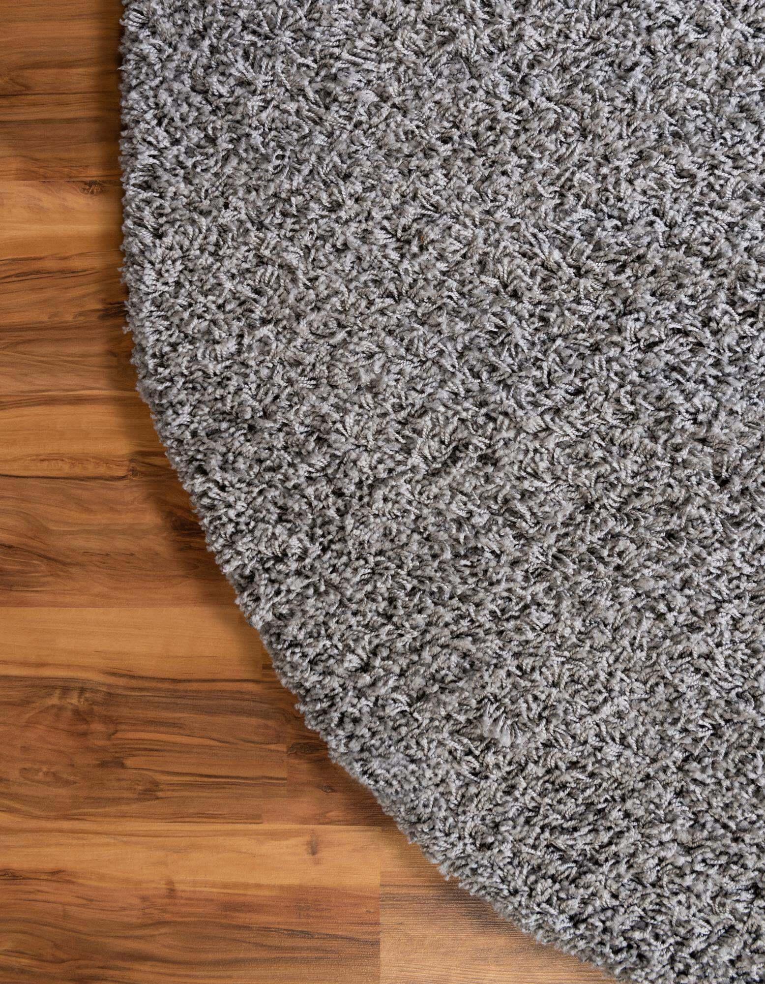 Unique Loom Indoor Rugs - Solid Shag Solid Oval 8x10 Oval Rug Cloud Gray