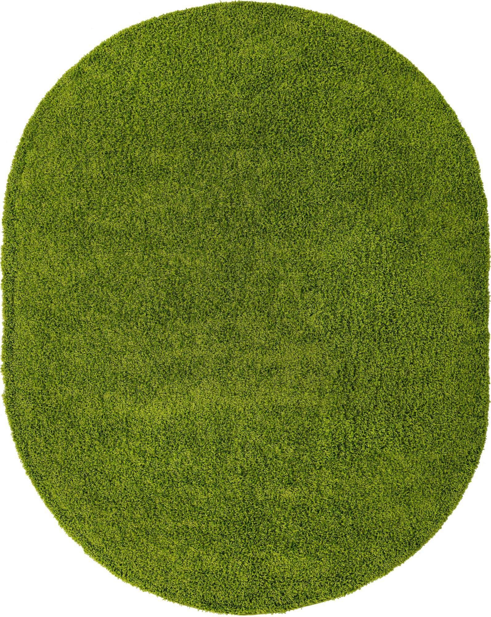 Unique Loom Indoor Rugs - Solid Shag Solid Oval 8x10 Oval Rug Grass Green