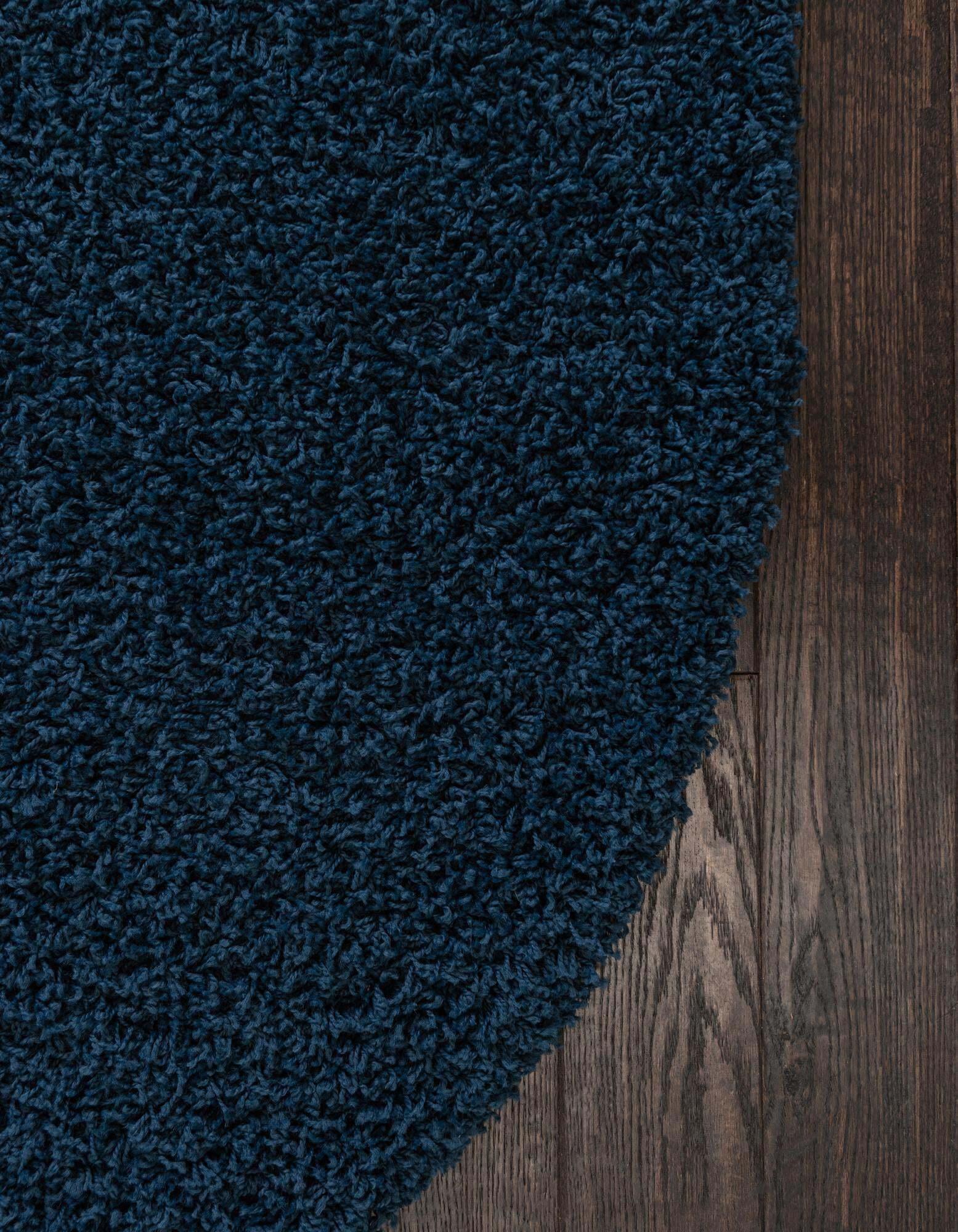 Unique Loom Indoor Rugs - Solid Shag Solid Oval 8x10 Oval Rug Navy Blue