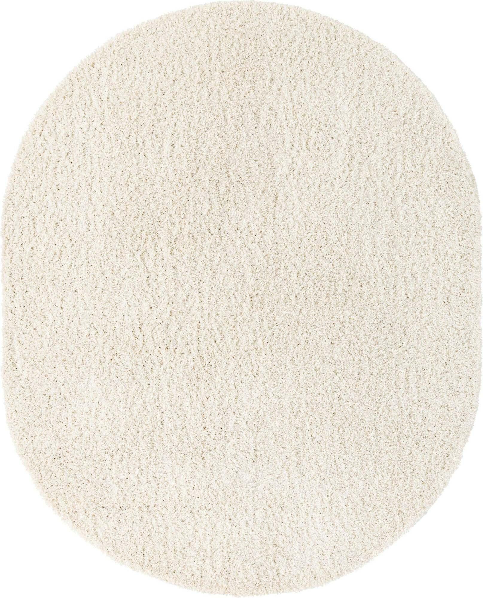 Unique Loom Indoor Rugs - Solid Shag Solid Oval 8x10 Oval Rug Snow White