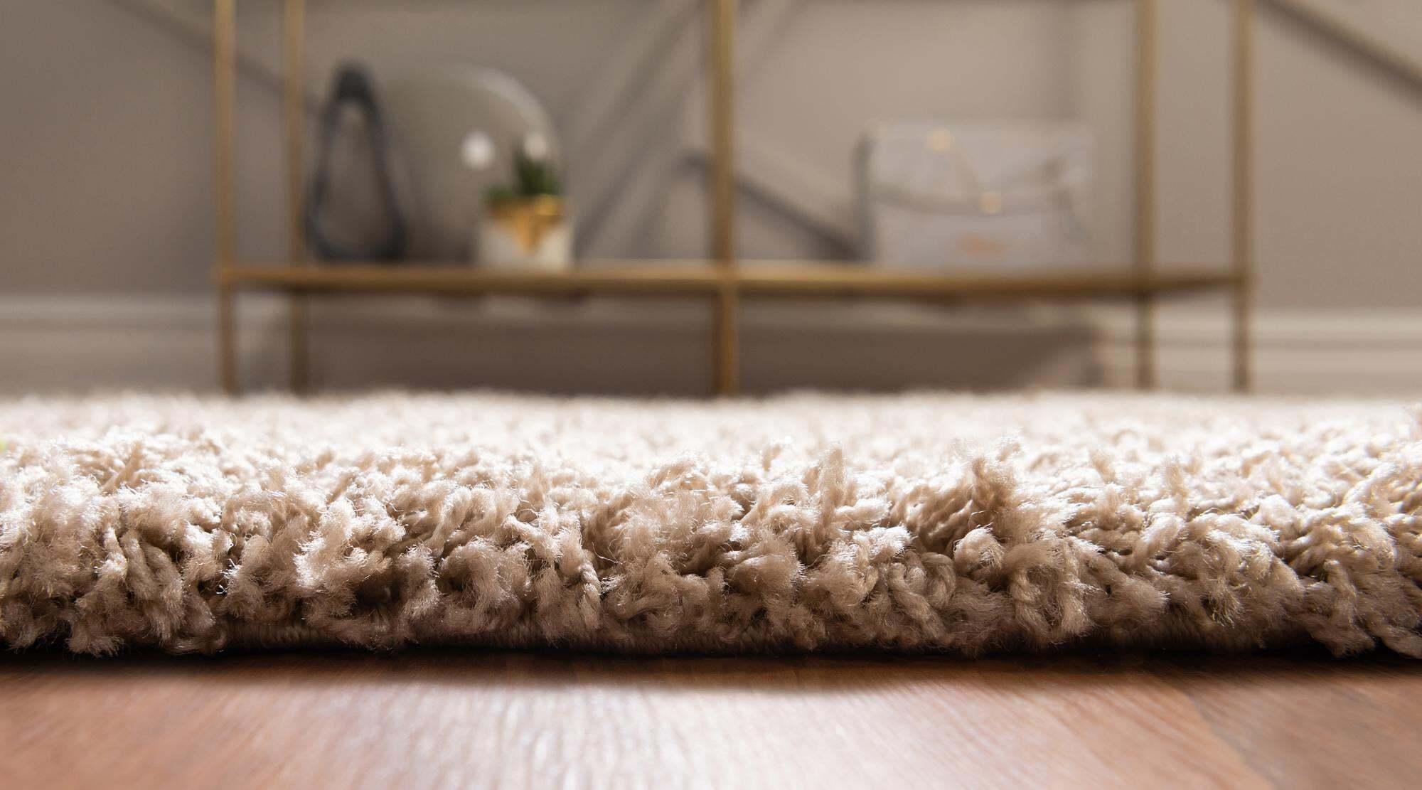 Unique Loom Indoor Rugs - Solid Shag Solid Oval 8x10 Oval Rug Taupe