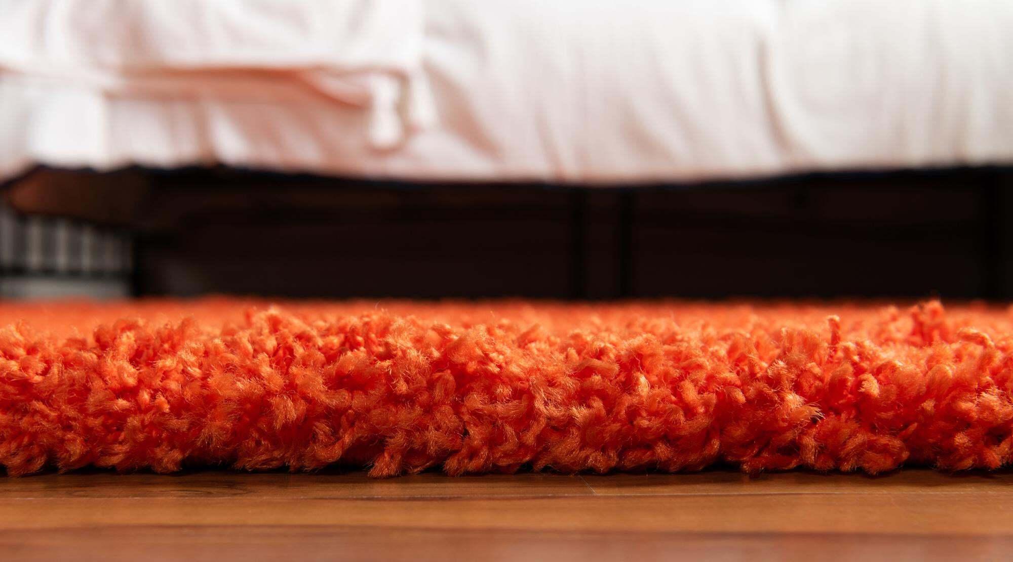 Unique Loom Indoor Rugs - Solid Shag Solid Oval 8x10 Oval Rug Tiger Orange