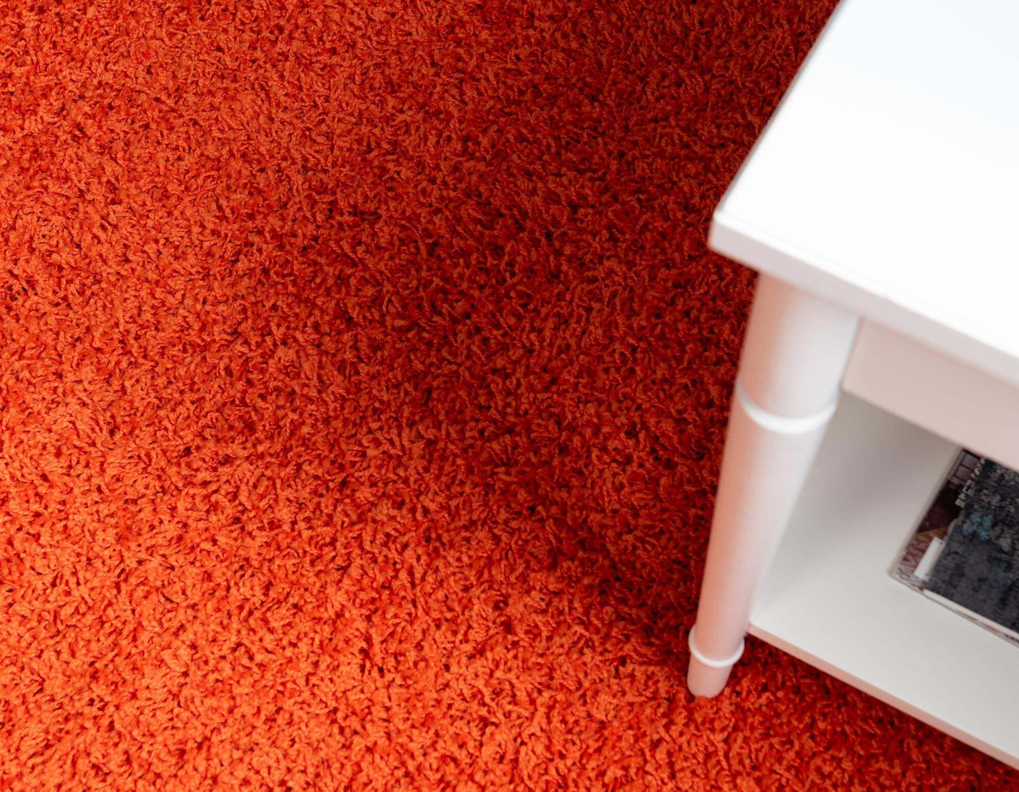 Unique Loom Indoor Rugs - Solid Shag Solid Oval 8x10 Oval Rug Tiger Orange