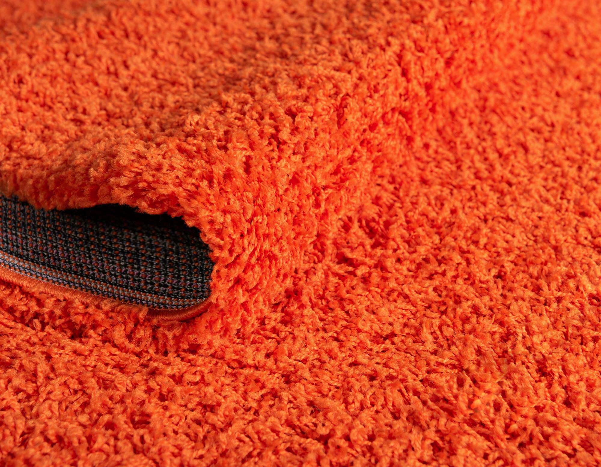 Unique Loom Indoor Rugs - Solid Shag Solid Oval 8x10 Oval Rug Tiger Orange