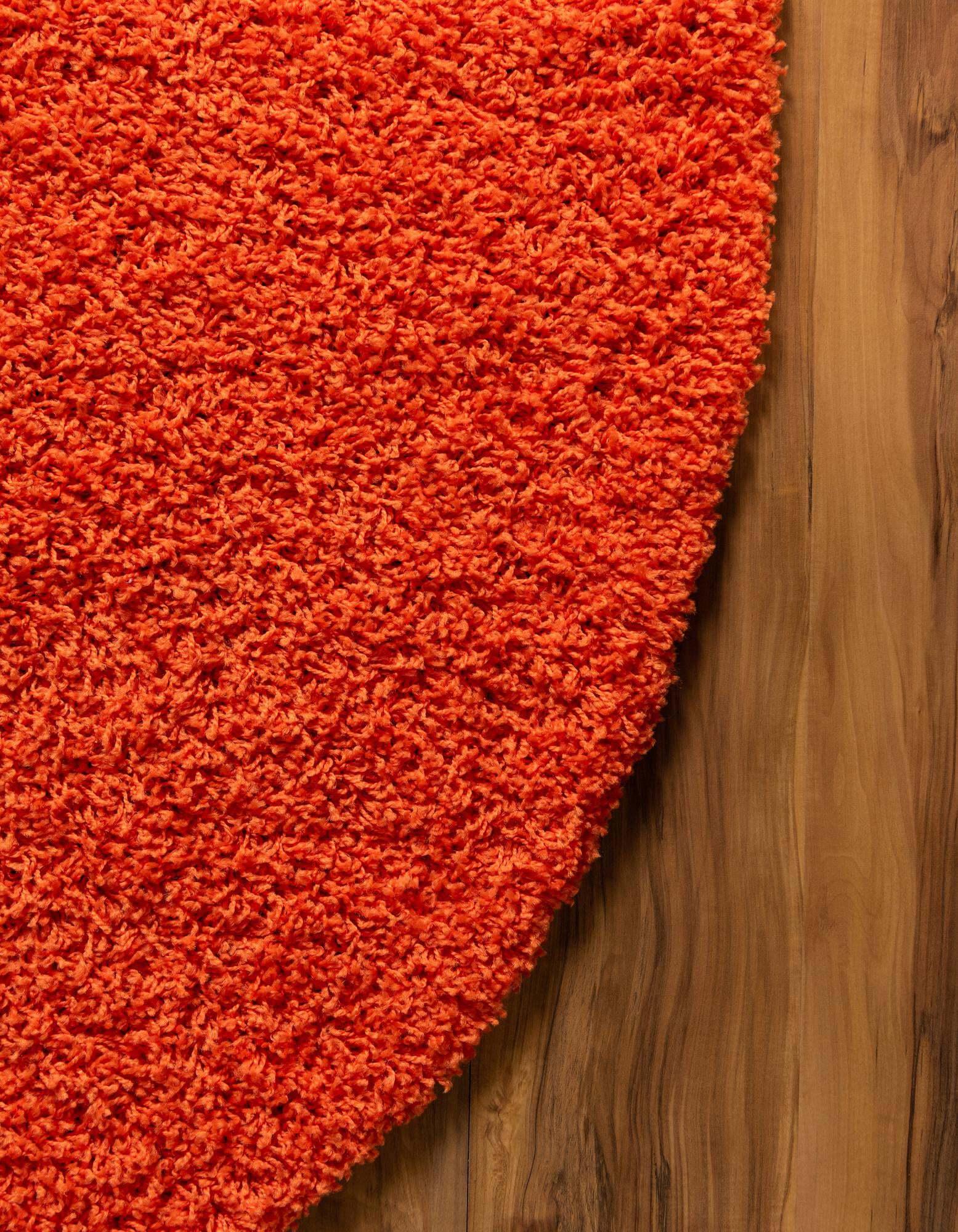 Unique Loom Indoor Rugs - Solid Shag Solid Oval 8x10 Oval Rug Tiger Orange