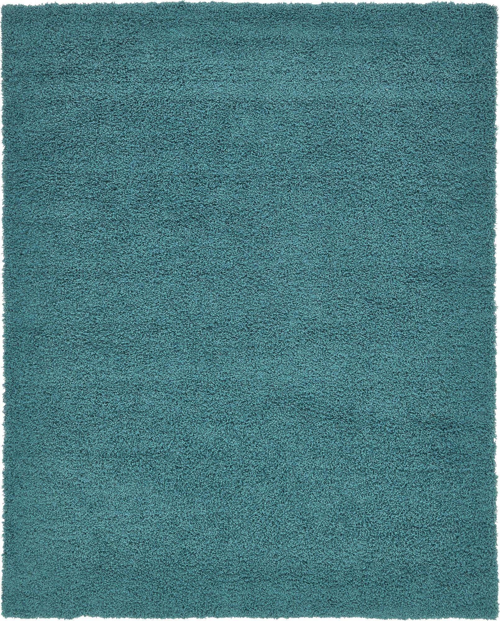 Unique Loom Indoor Rugs - Solid Shag Solid Rectangular 8x10 Rug Aqua Blue