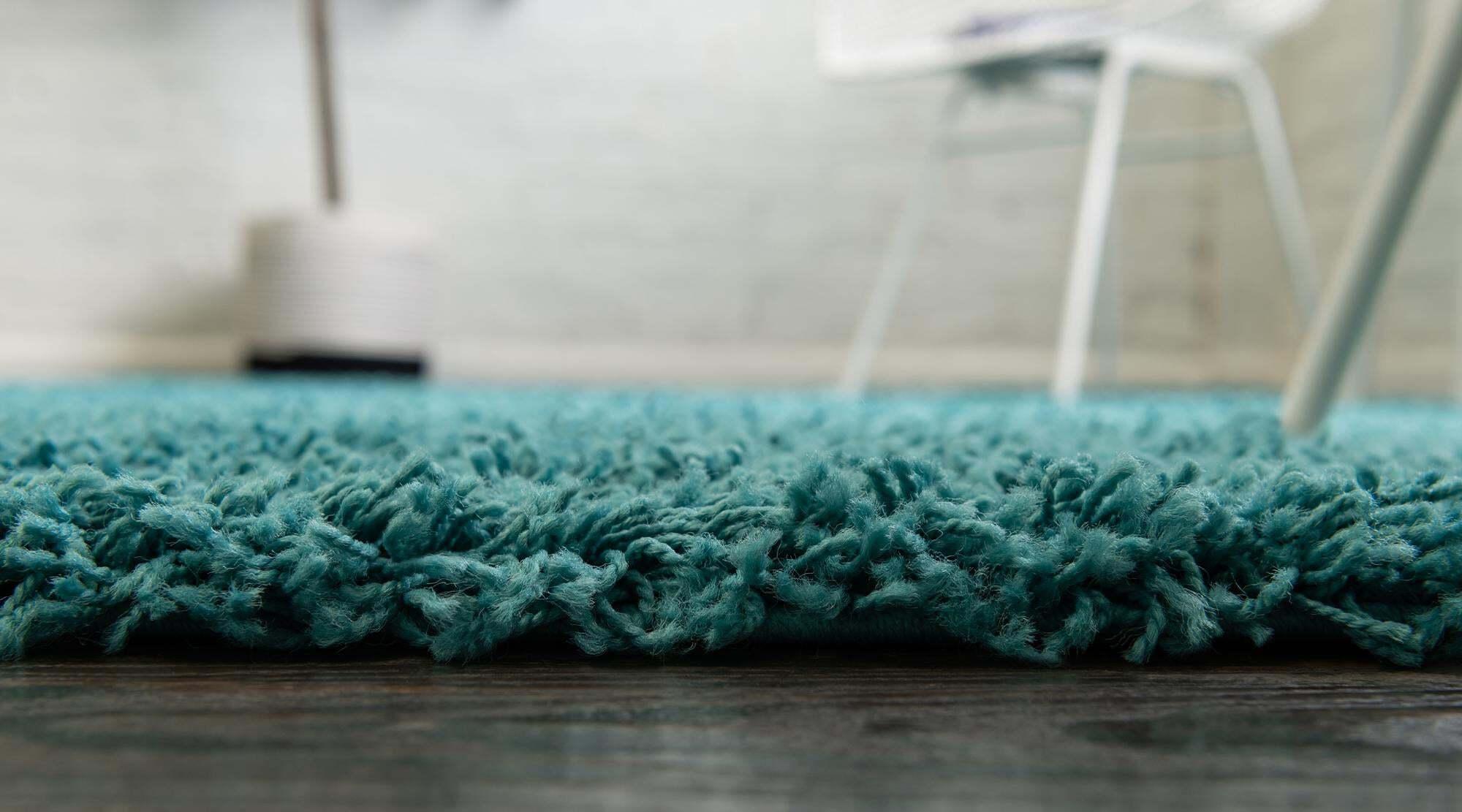 Unique Loom Indoor Rugs - Solid Shag Solid Rectangular 8x10 Rug Aqua Blue