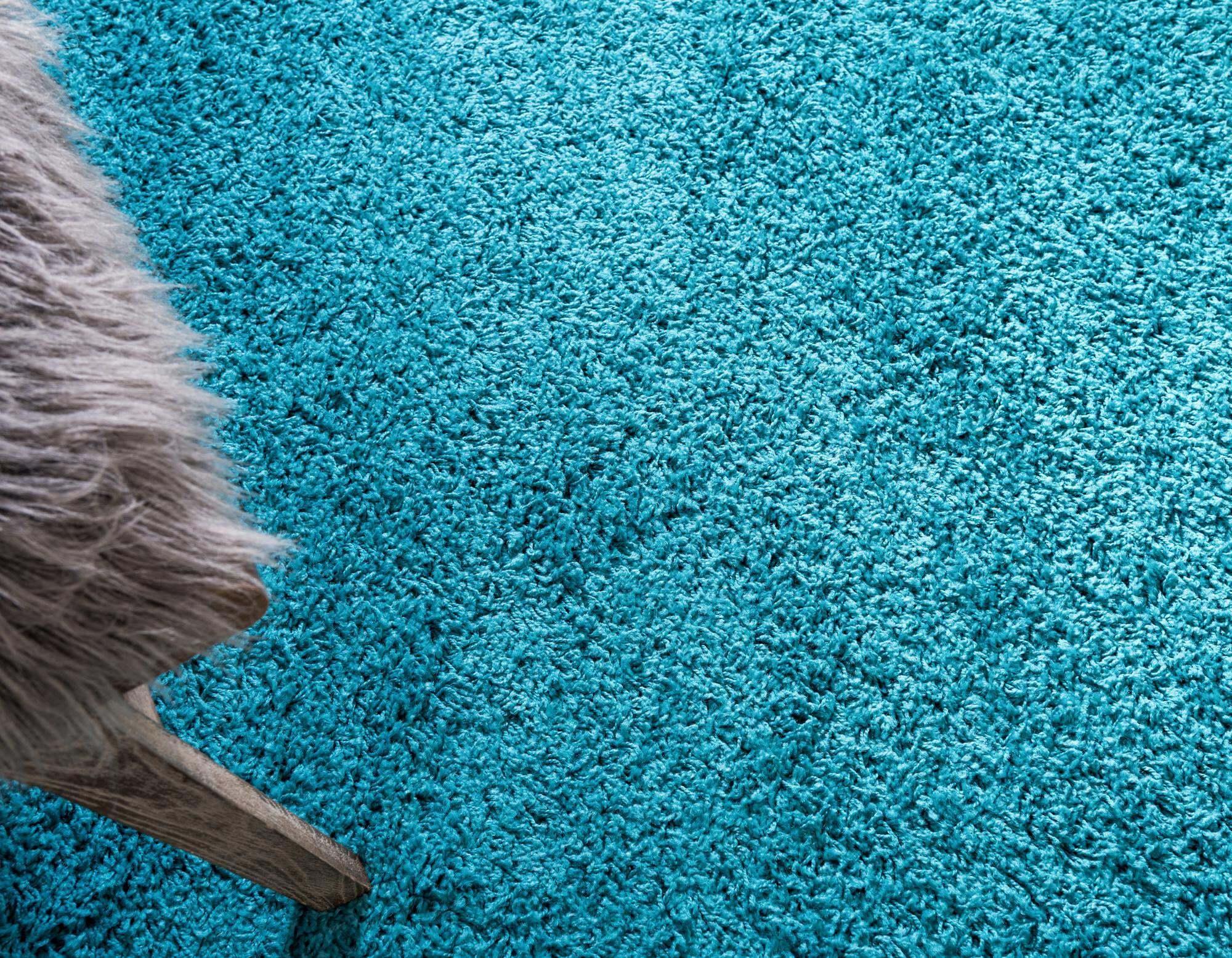 Unique Loom Indoor Rugs - Solid Shag Solid Rectangular 8x10 Rug Aqua Blue