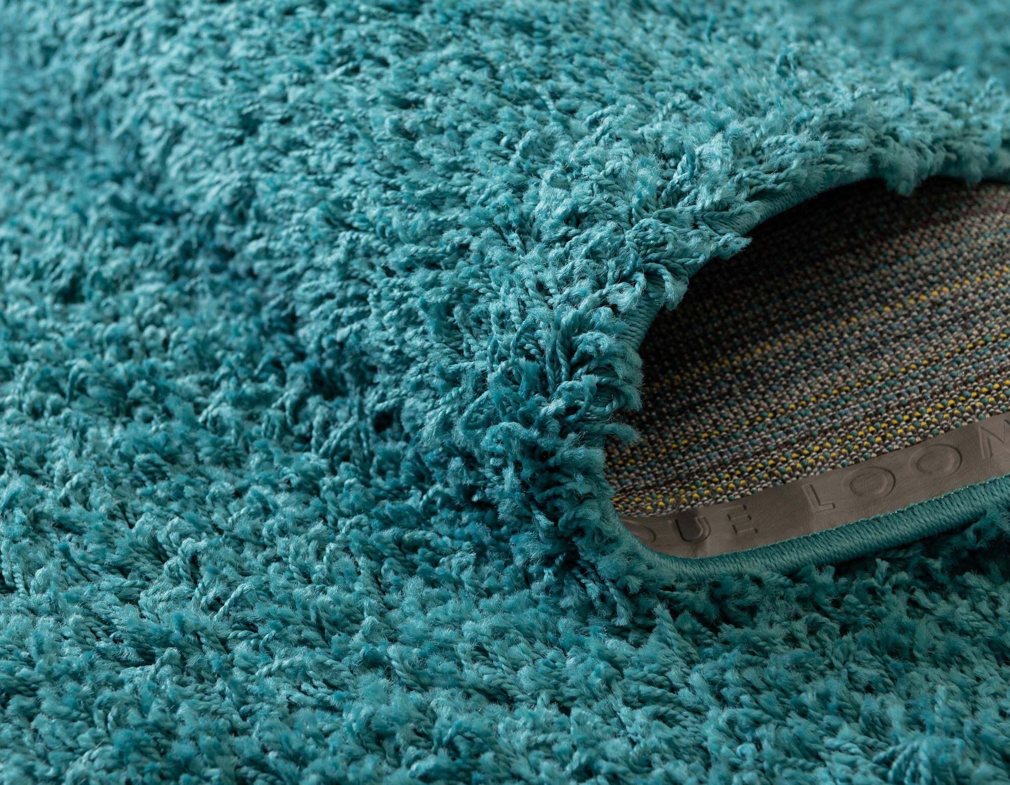Unique Loom Indoor Rugs - Solid Shag Solid Rectangular 8x10 Rug Aqua Blue
