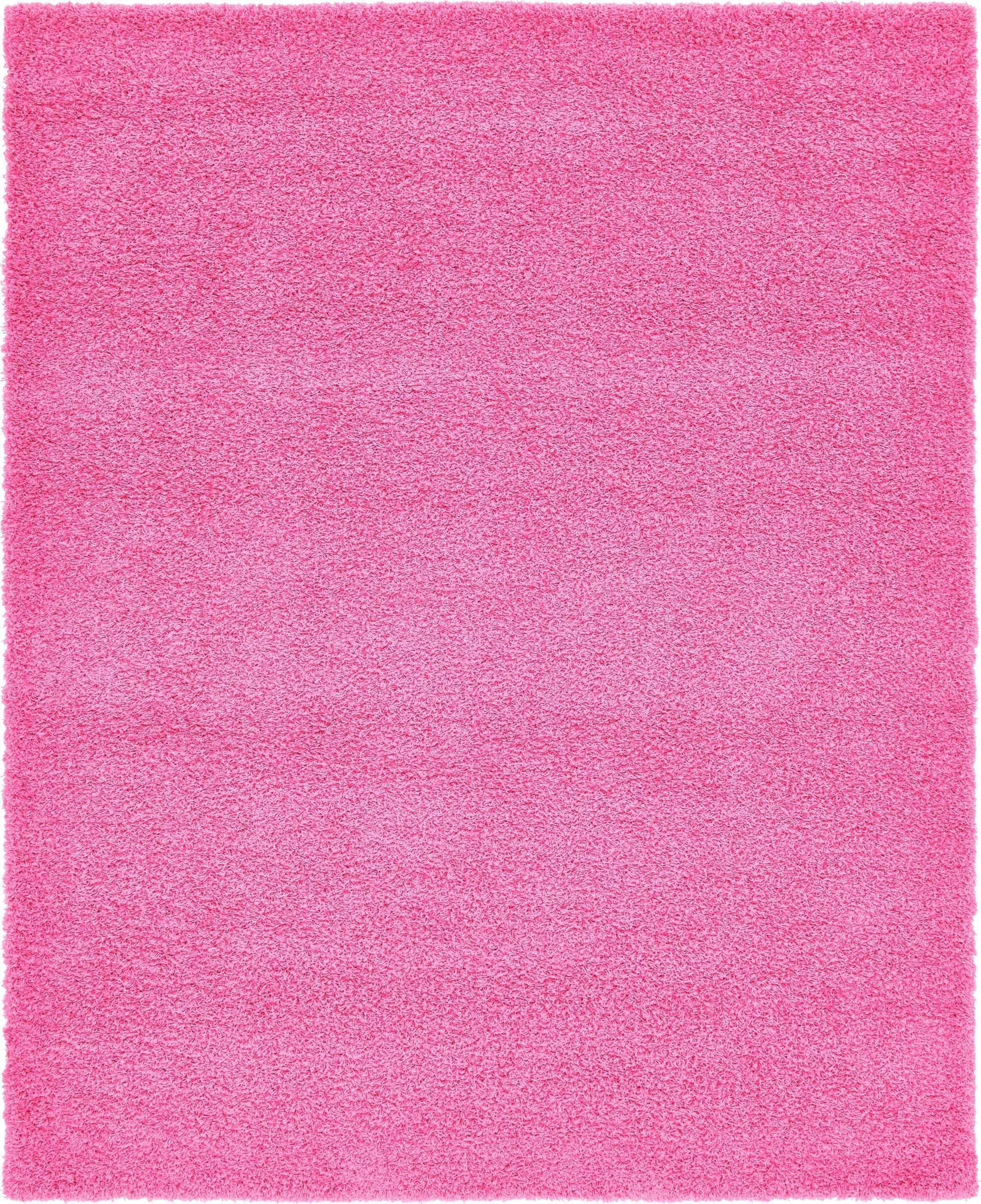 Unique Loom Indoor Rugs - Solid Shag Solid Rectangular 8x10 Rug Bubblegum Pink