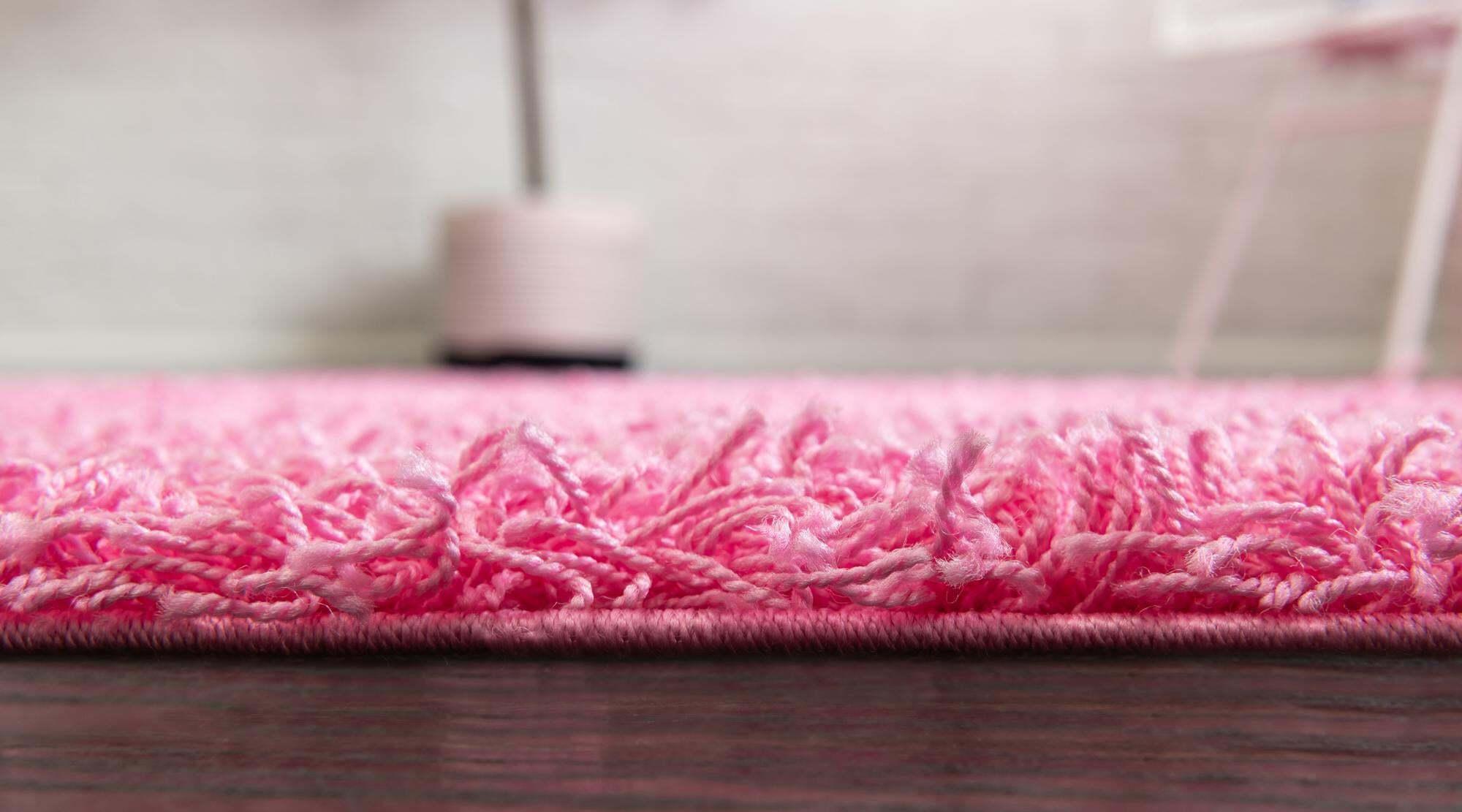 Unique Loom Indoor Rugs - Solid Shag Solid Rectangular 8x10 Rug Bubblegum Pink