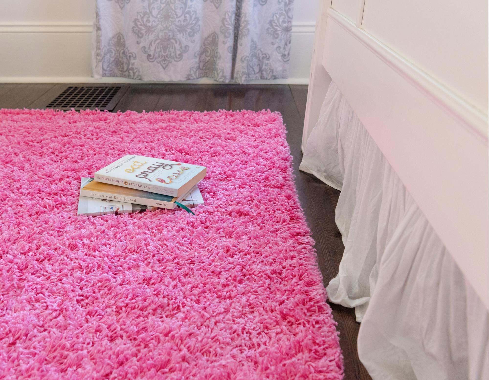 Unique Loom Indoor Rugs - Solid Shag Solid Rectangular 8x10 Rug Bubblegum Pink