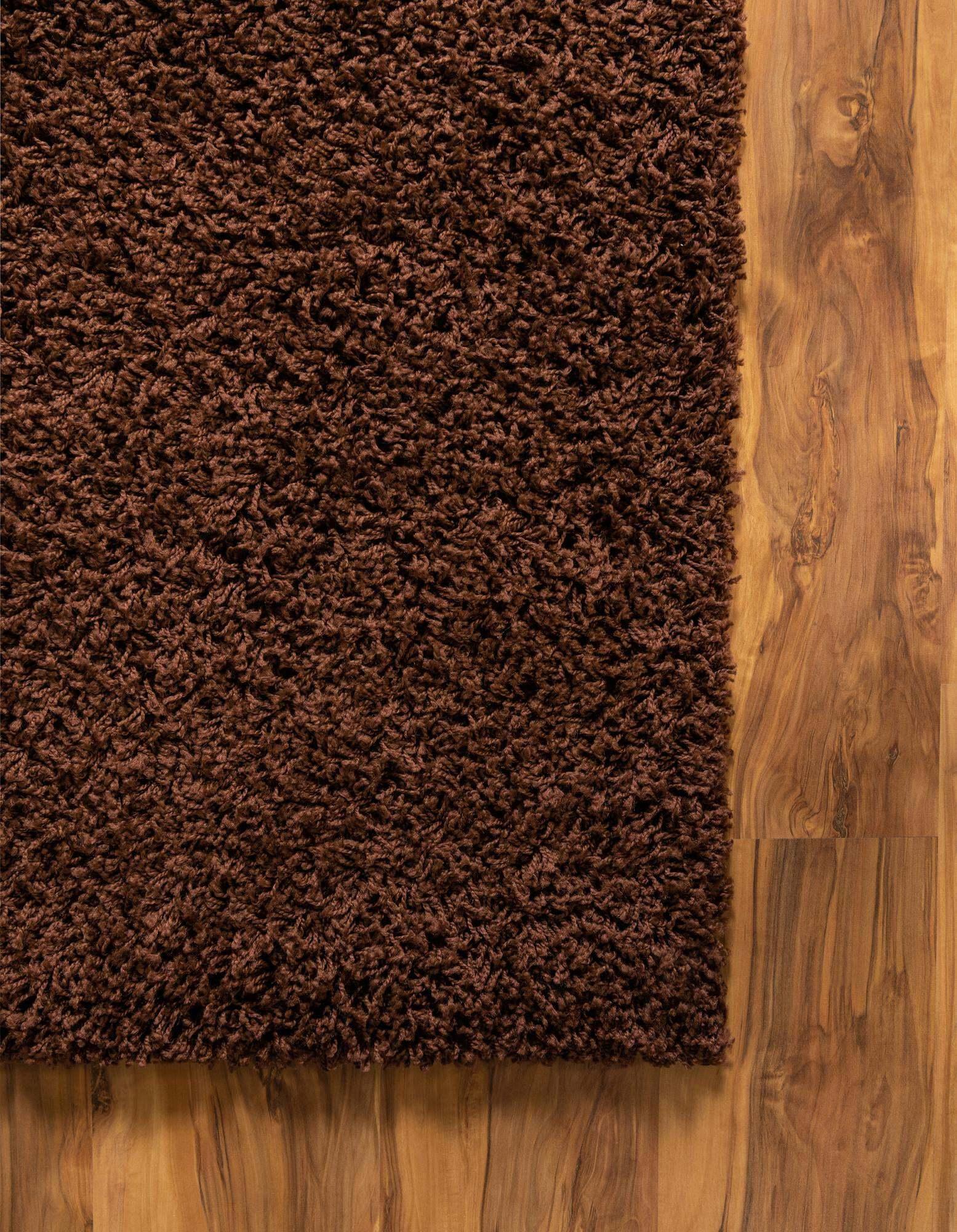 Unique Loom Indoor Rugs - Solid Shag Solid Rectangular 8x10 Rug Chocolate Brown
