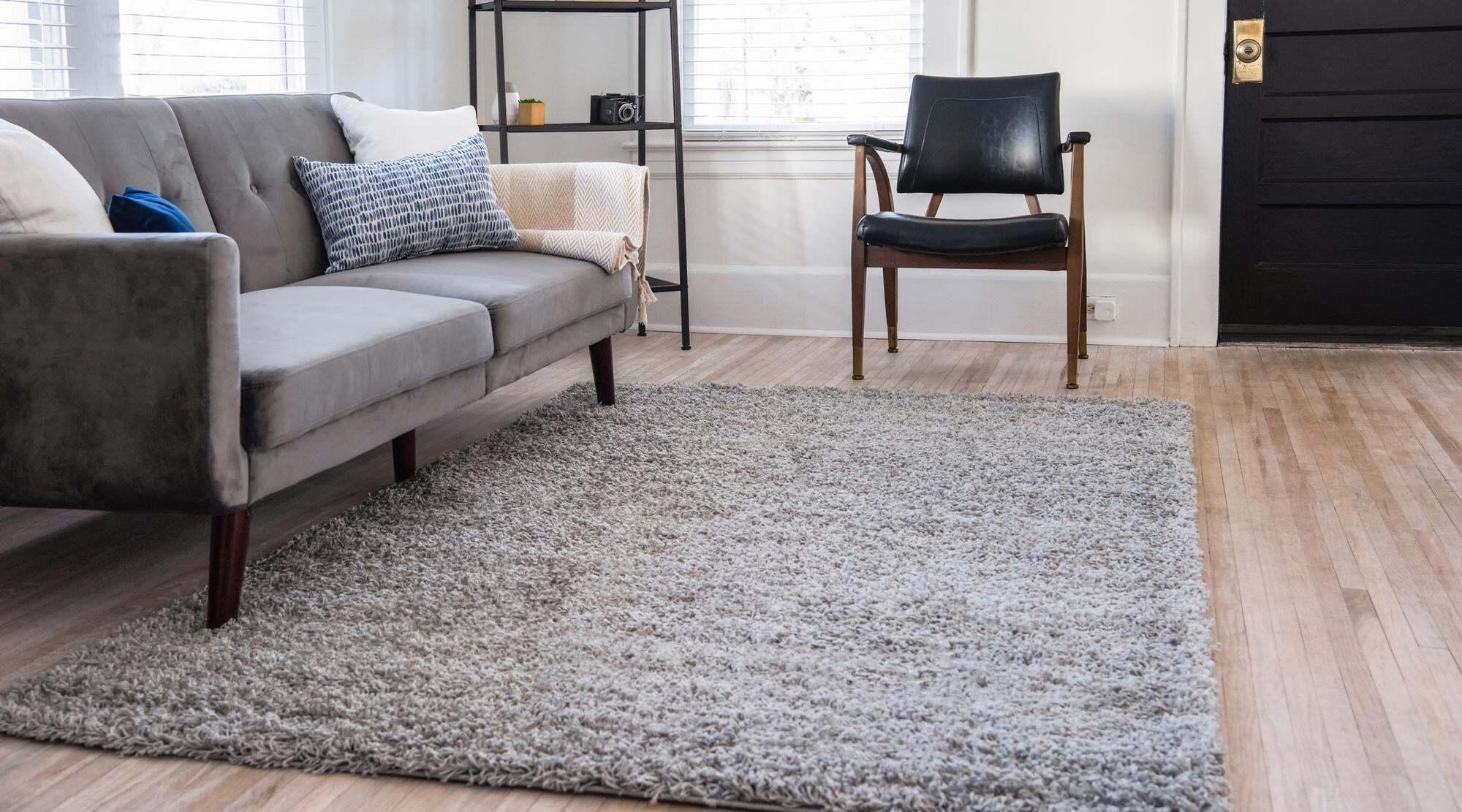 Unique Loom Indoor Rugs - Solid Shag Solid Rectangular 8x10 Rug Cloud Gray