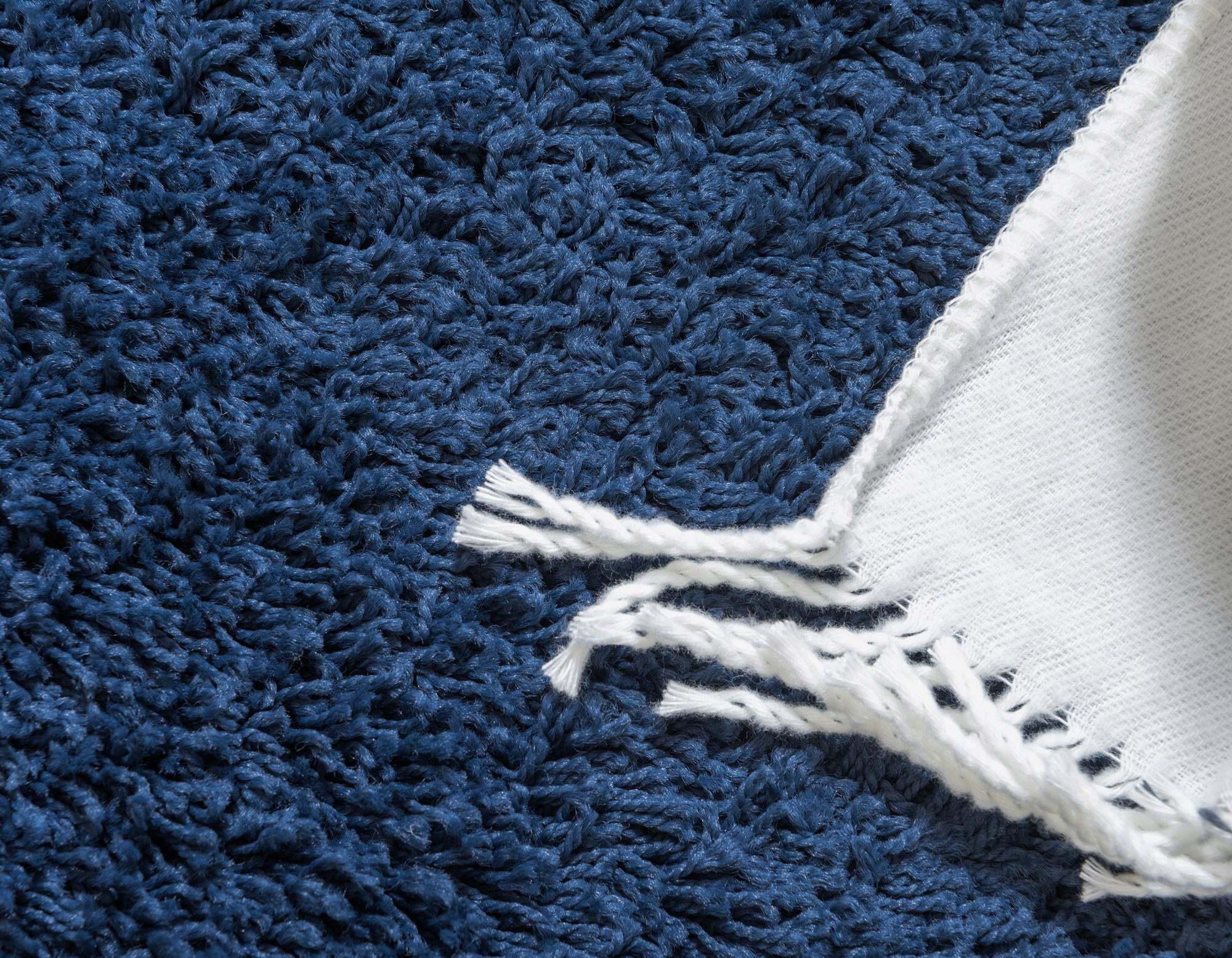Unique Loom Indoor Rugs - Solid Shag Solid Rectangular 8x10 Rug Navy Blue