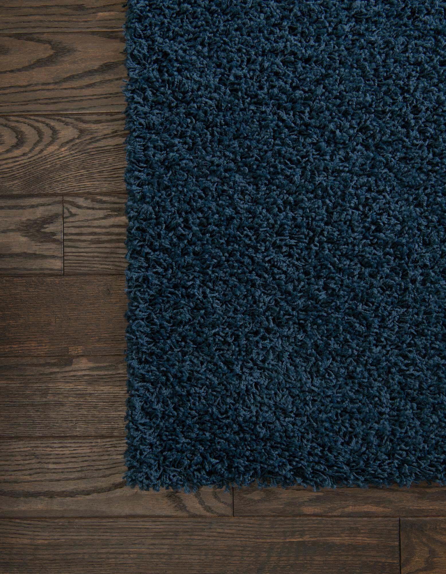 Unique Loom Indoor Rugs - Solid Shag Solid Rectangular 8x10 Rug Navy Blue