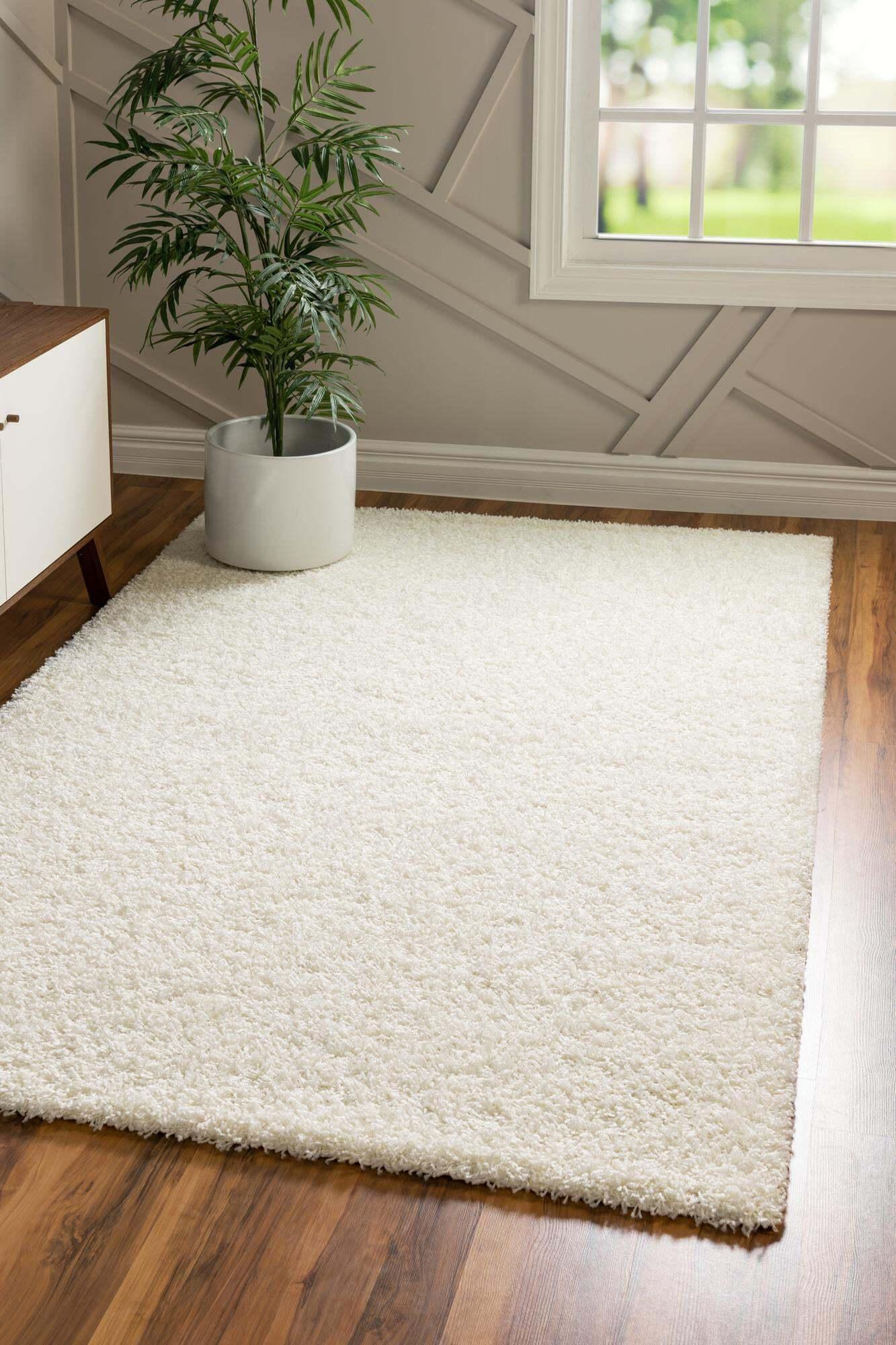 Unique Loom Indoor Rugs - Solid Shag Solid Rectangular 8x10 Rug Snow White
