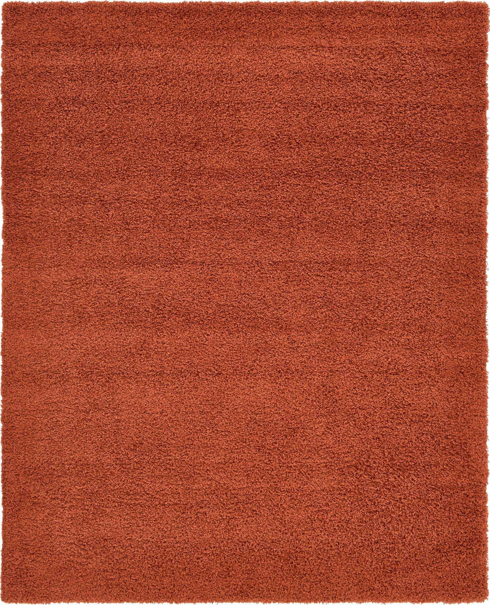 Unique Loom Indoor Rugs - Solid Shag Solid Rectangular 8x10 Rug Terracotta