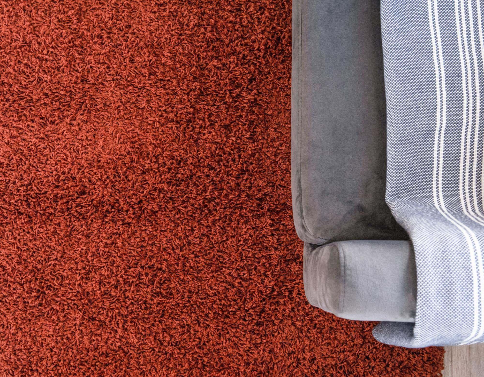 Unique Loom Indoor Rugs - Solid Shag Solid Rectangular 8x10 Rug Terracotta