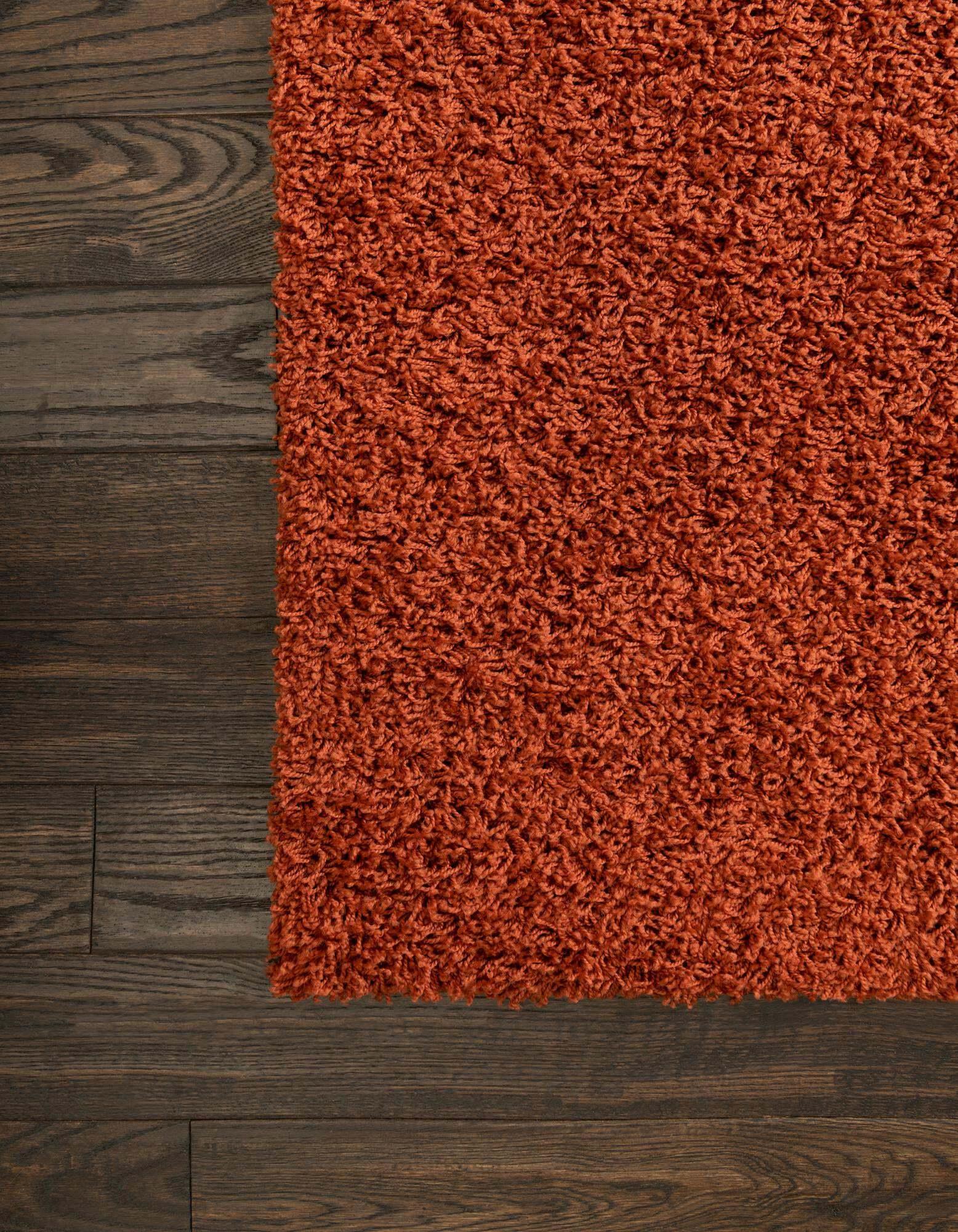 Unique Loom Indoor Rugs - Solid Shag Solid Rectangular 8x10 Rug Terracotta