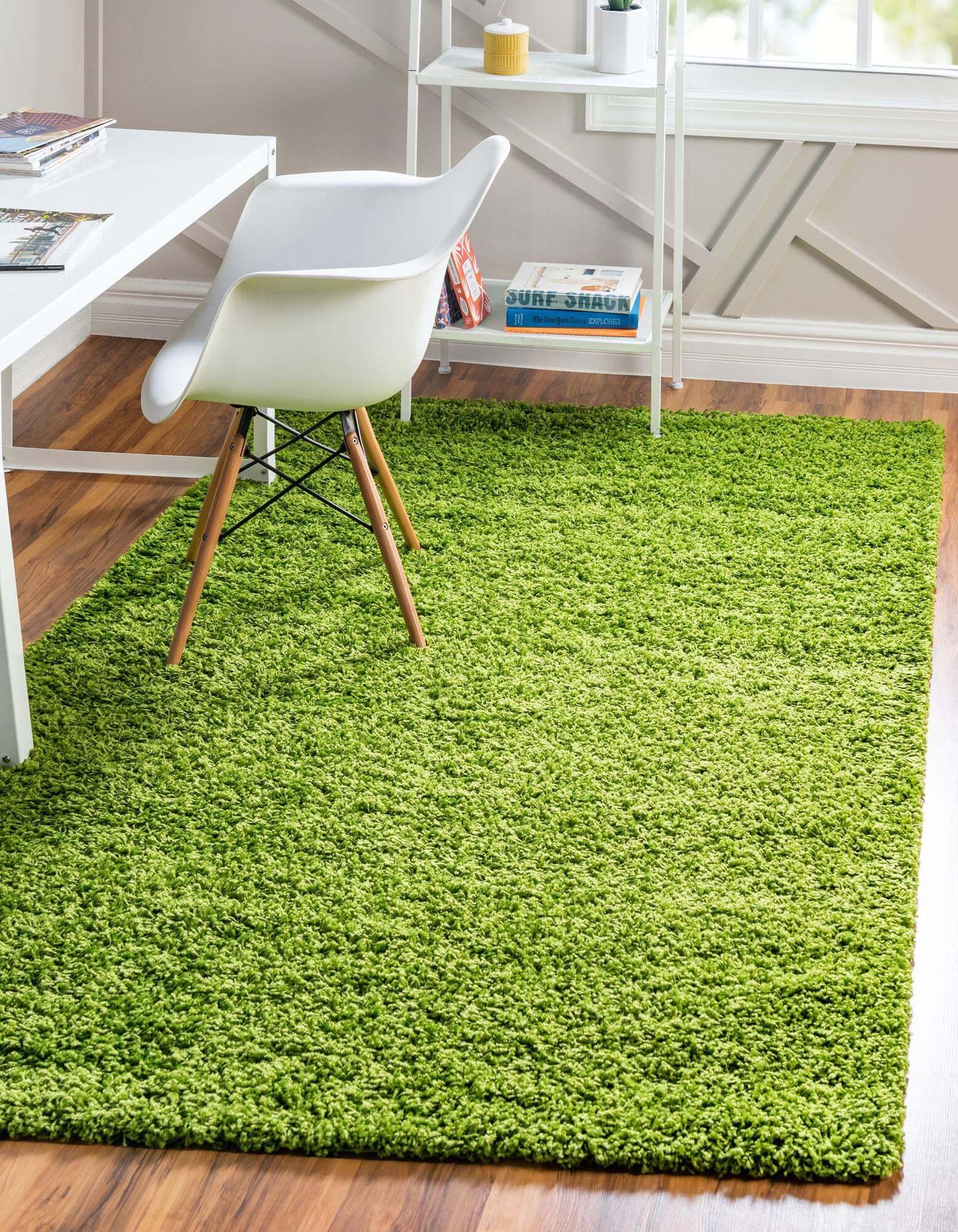 Unique Loom Indoor Rugs - Solid Shag Solid Rectangular 8x11 Rug Grass Green