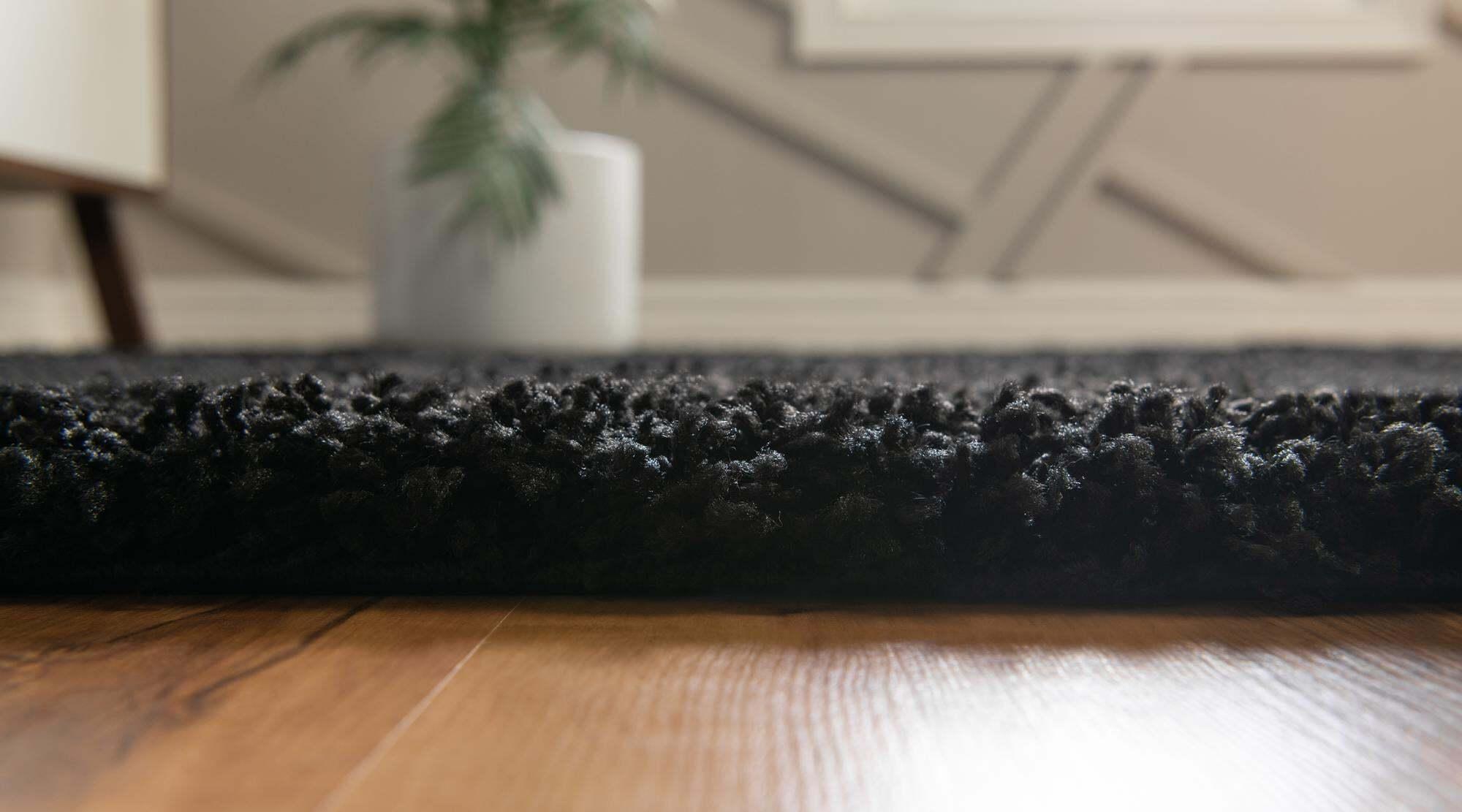 Unique Loom Indoor Rugs - Solid Shag Solid Rectangular 8x11 Rug Jet Black