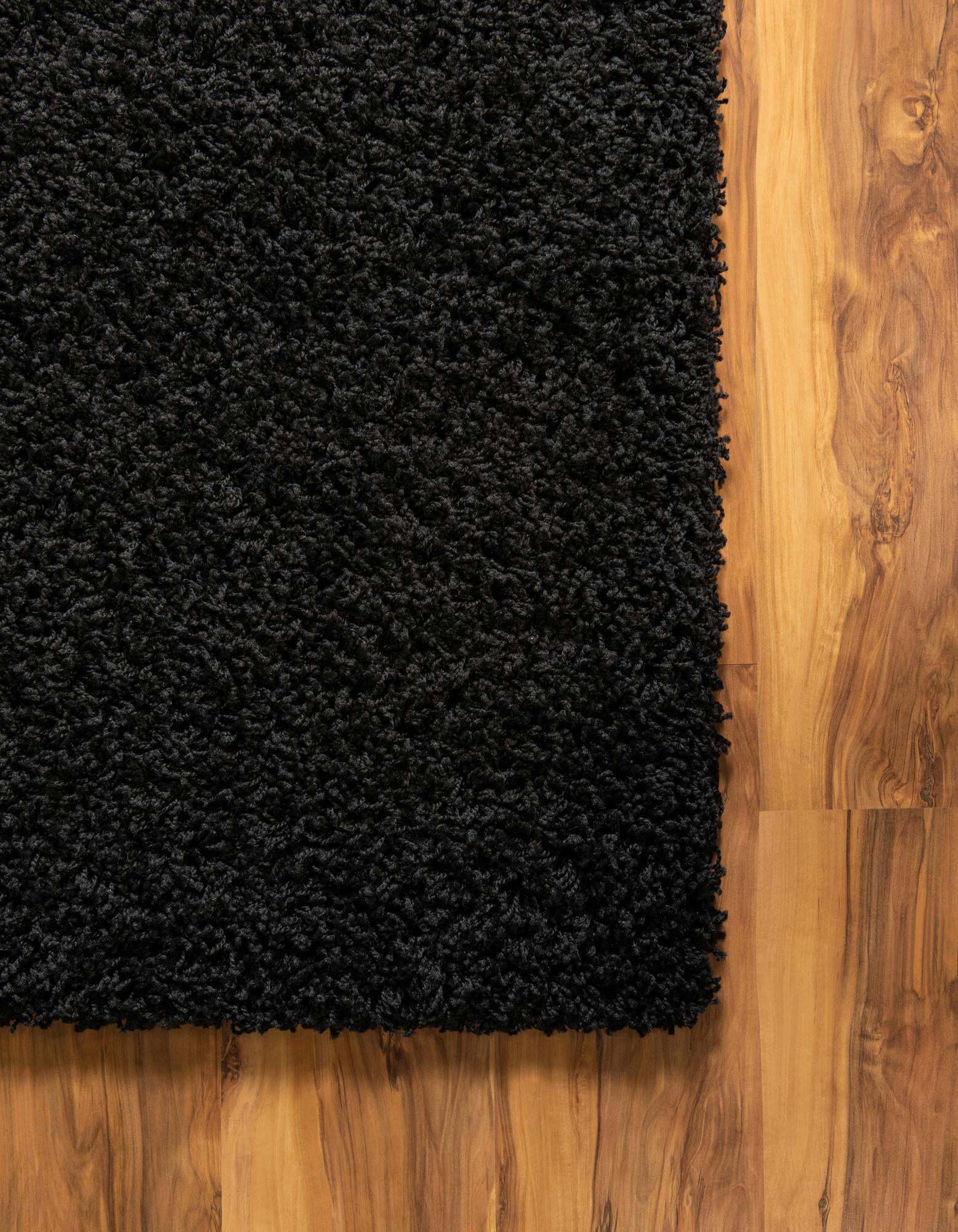 Unique Loom Indoor Rugs - Solid Shag Solid Rectangular 8x11 Rug Jet Black
