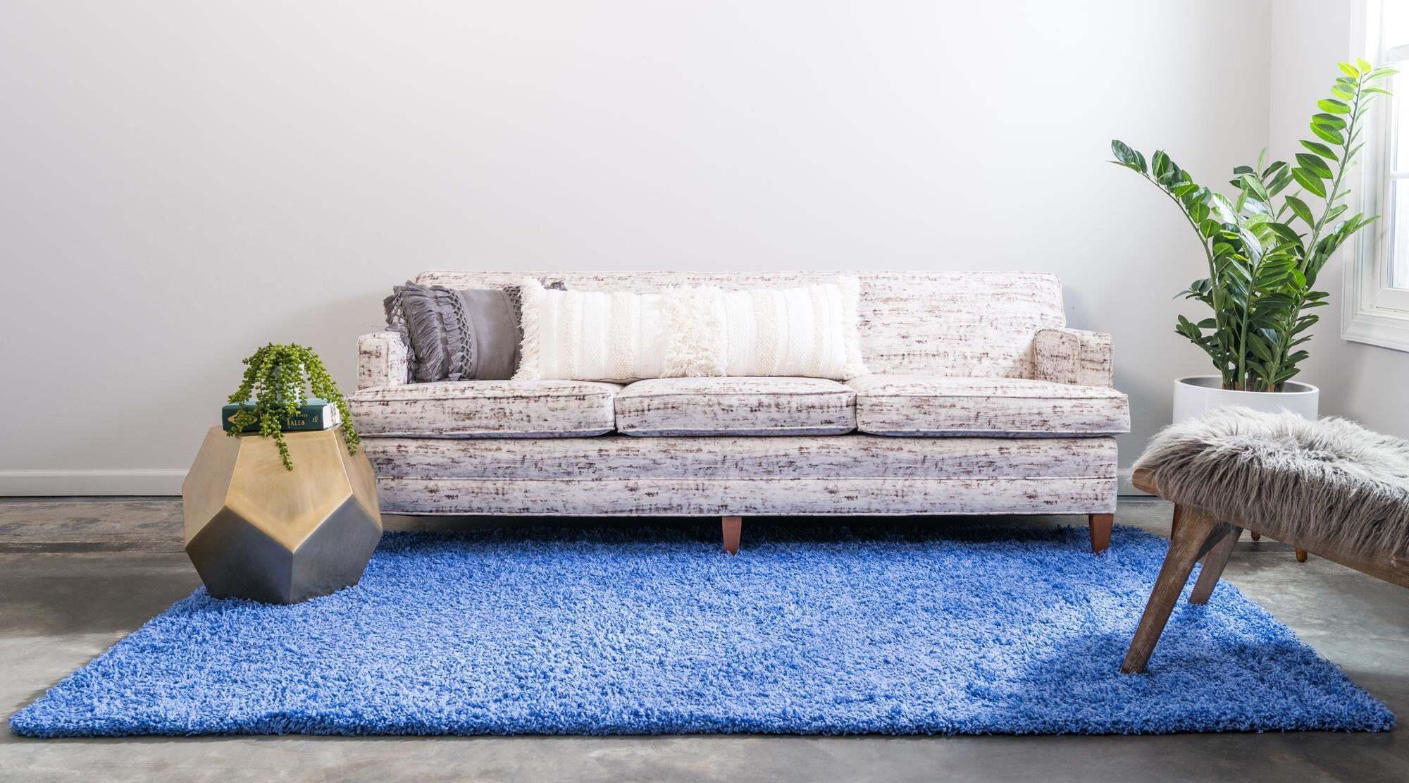 Unique Loom Indoor Rugs - Solid Shag Solid Rectangular 8x11 Rug Periwinkle Blue