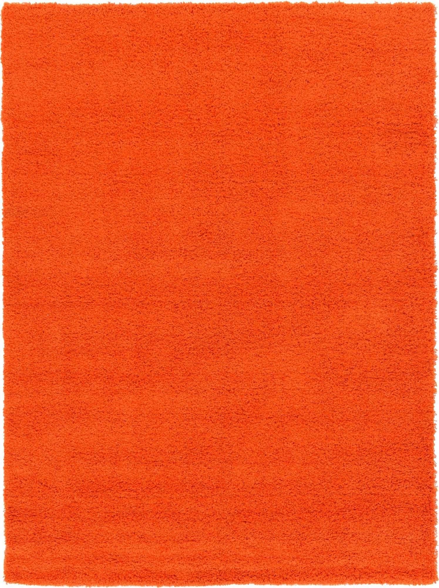 Unique Loom Indoor Rugs - Solid Shag Solid Rectangular 8x11 Rug Tiger Orange