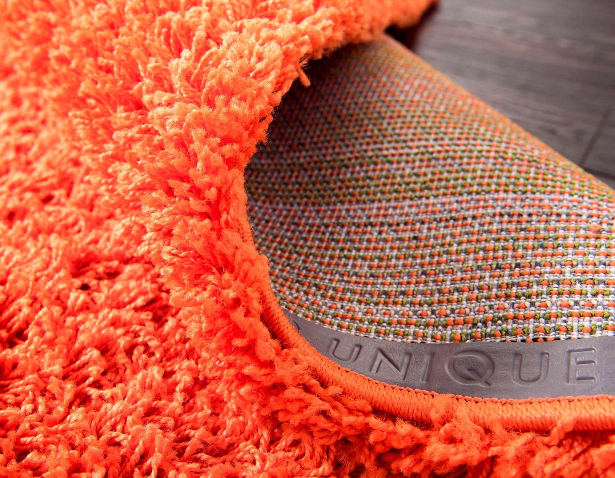 Unique Loom Indoor Rugs - Solid Shag Solid Rectangular 8x11 Rug Tiger Orange