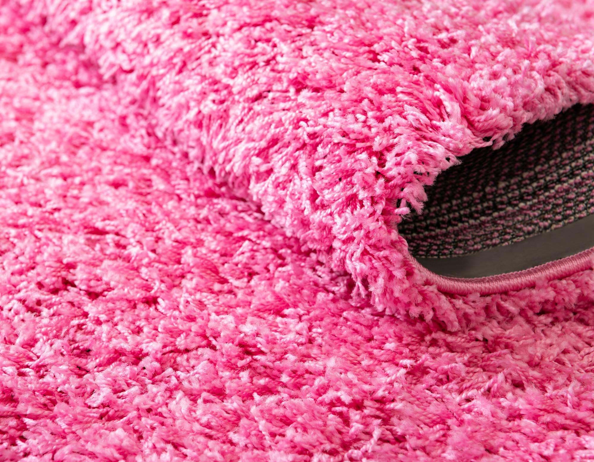 Unique Loom Indoor Rugs - Solid Shag Solid Rectangular 9x12 Rug Bubblegum Pink