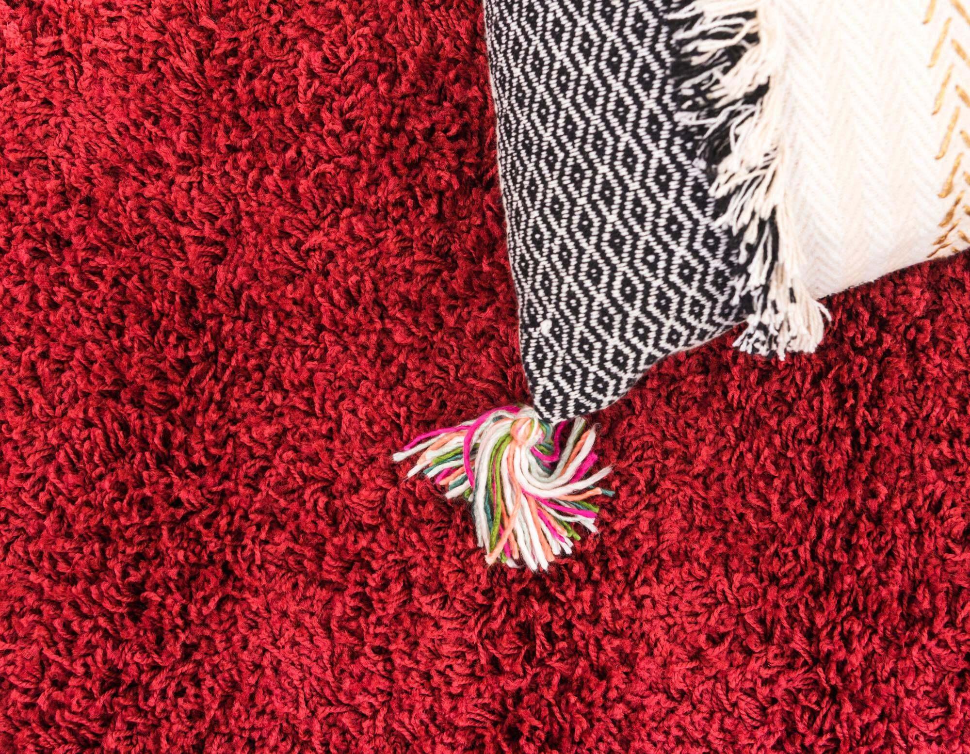 Unique Loom Indoor Rugs - Solid Shag Solid Rectangular 9x12 Rug Cherry Red