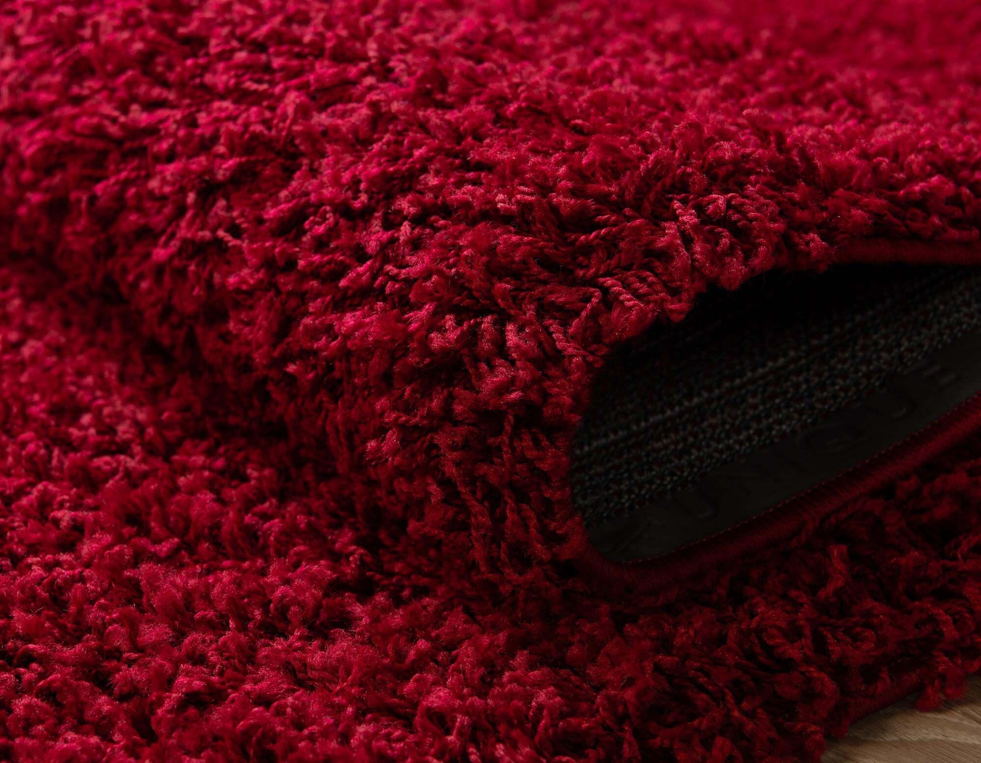 Unique Loom Indoor Rugs - Solid Shag Solid Rectangular 9x12 Rug Cherry Red